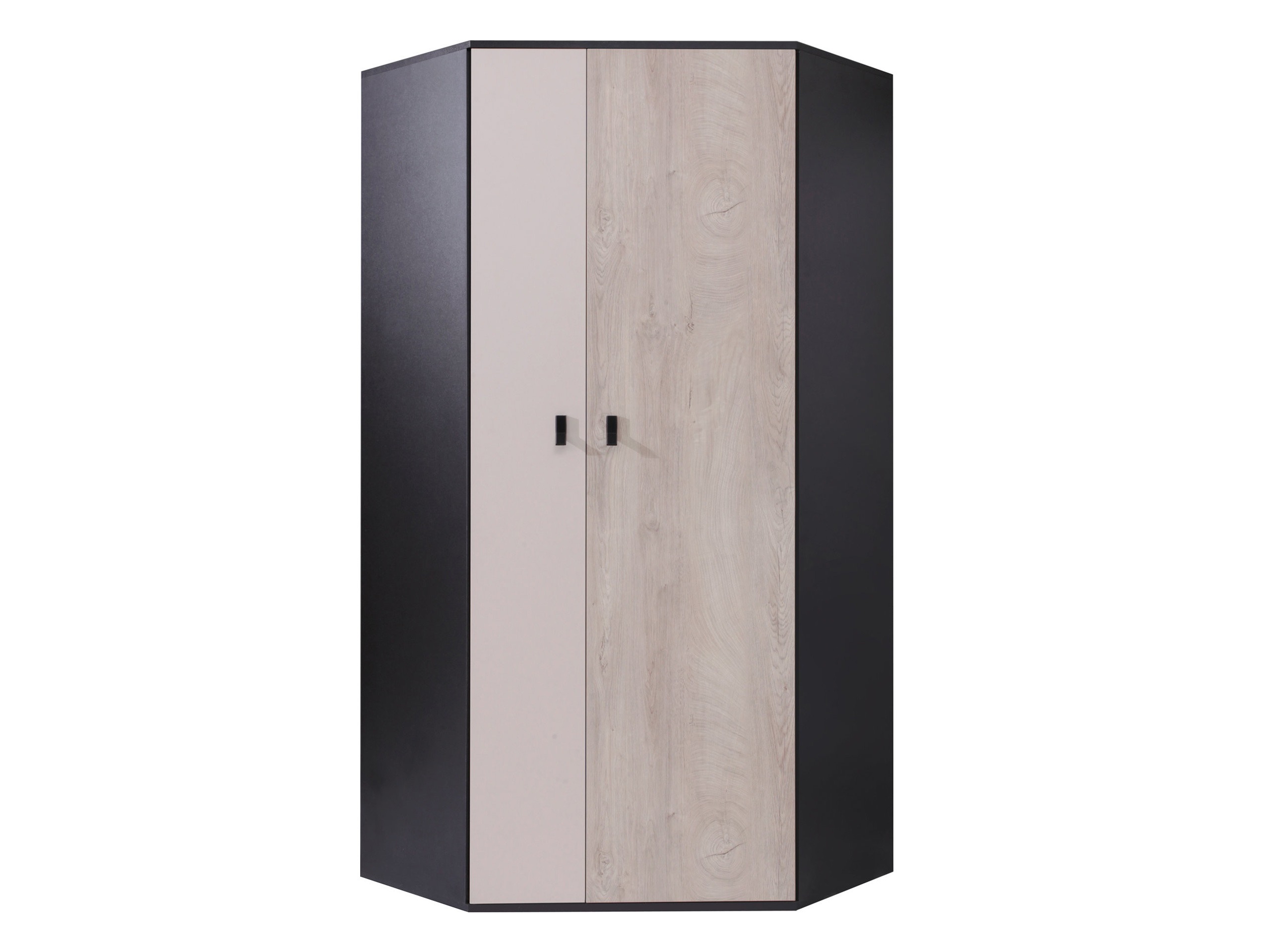 Corner wardrobe Camteso 100 (Black + Oak + Beige)