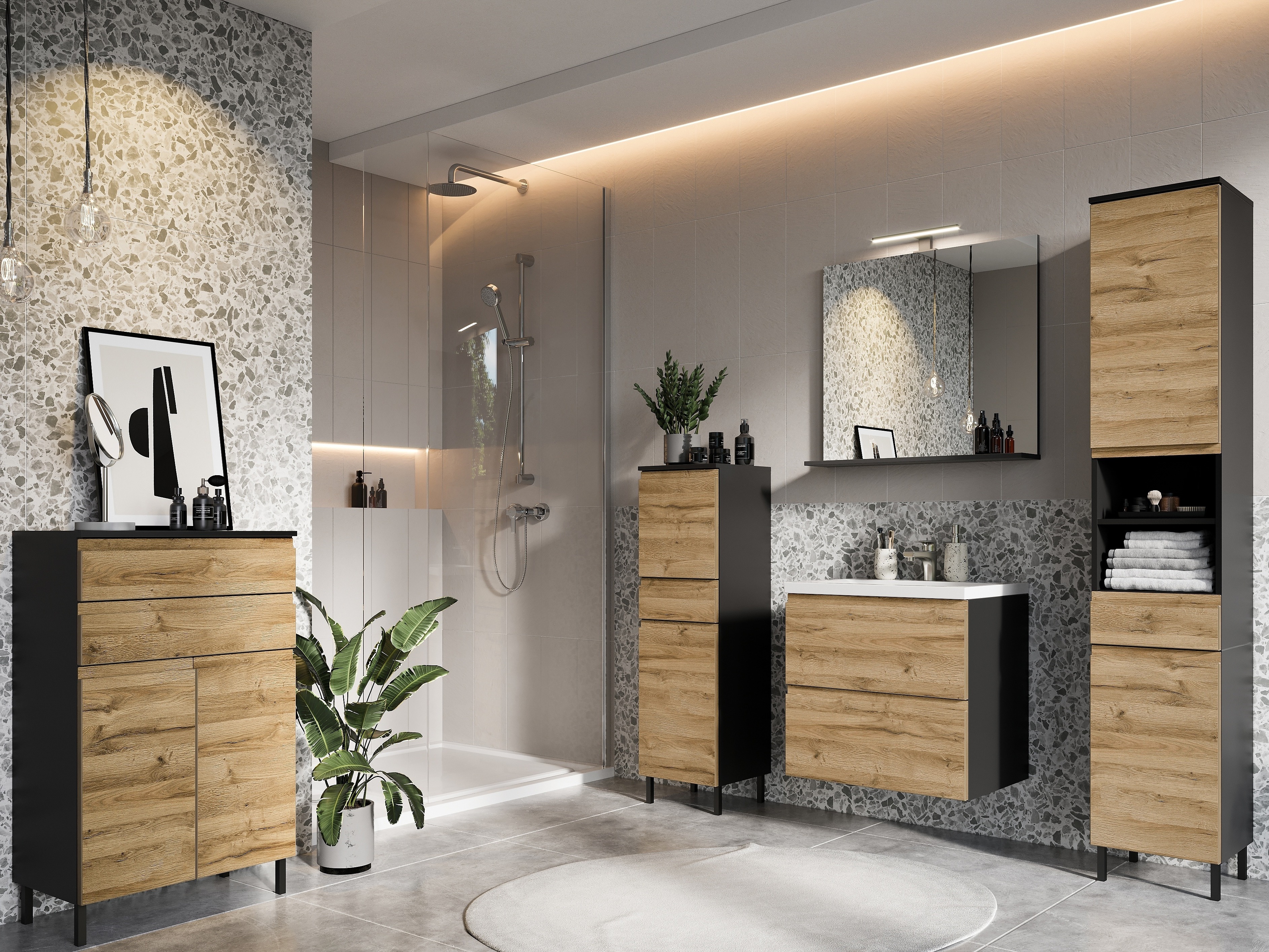 Επιτοίχιο ντουλάπι μπάνιου με υποδοχή νιπτήρα Talmira 117