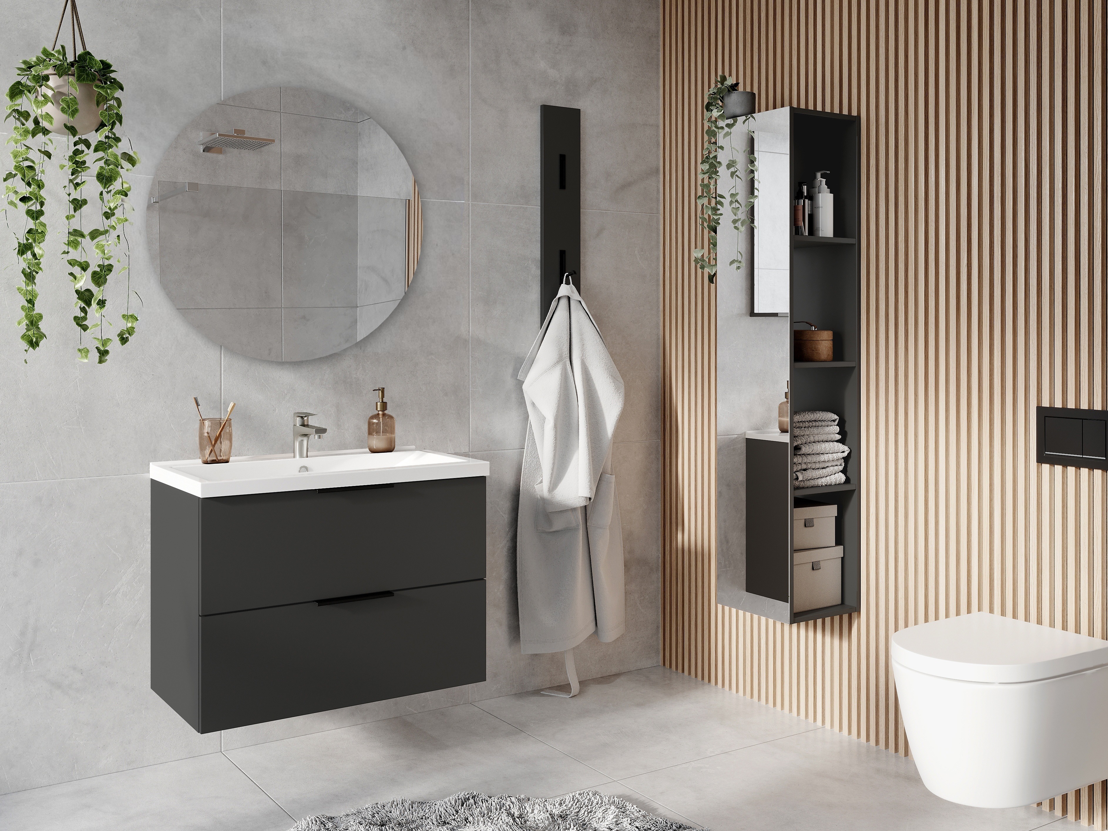 Επιτοίχιο ντουλάπι μπάνιου με υποδοχή νιπτήρα Temeli 110