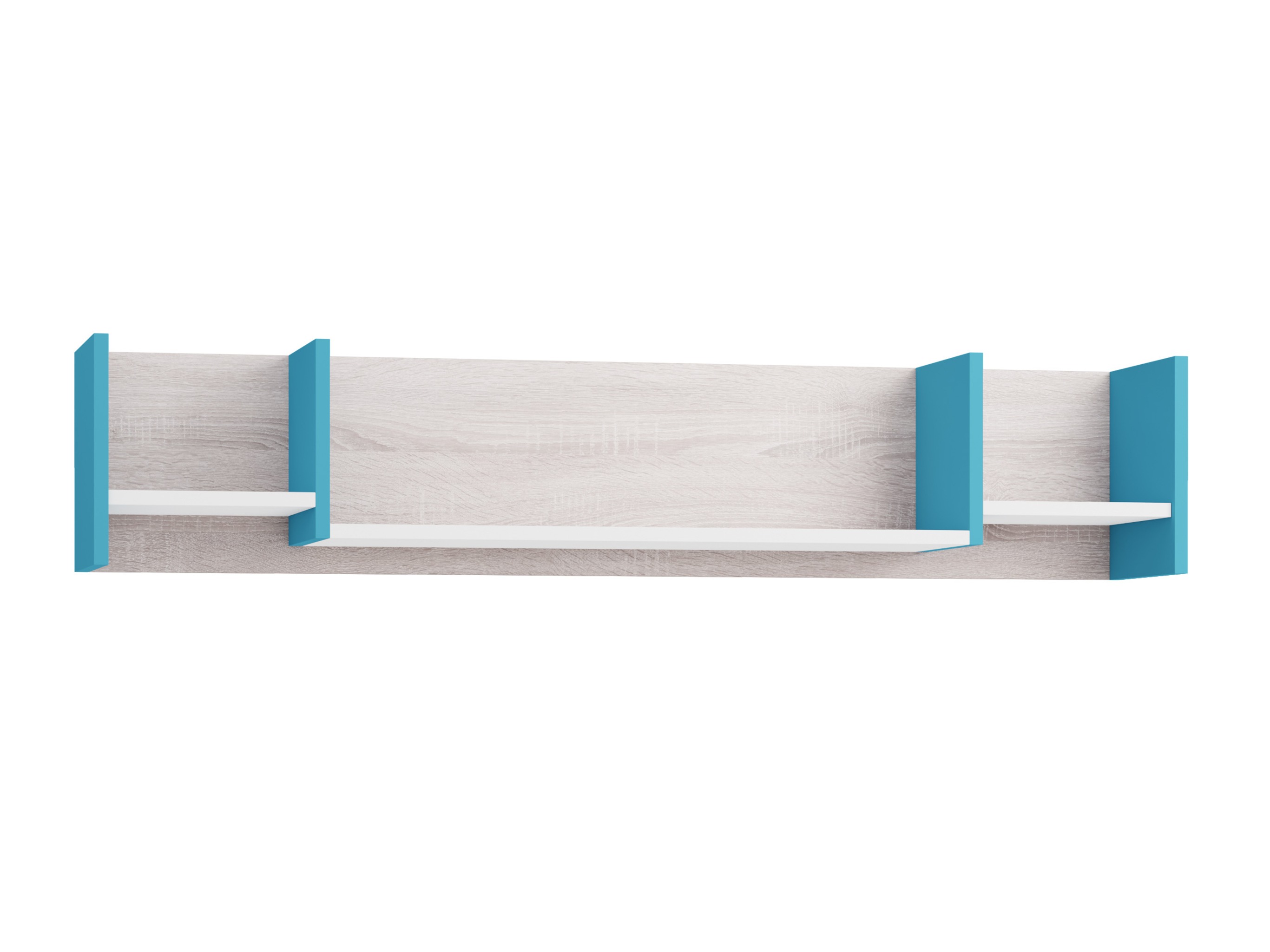 Wall shelf Camteso 111 (White + Oak + Turquoise)