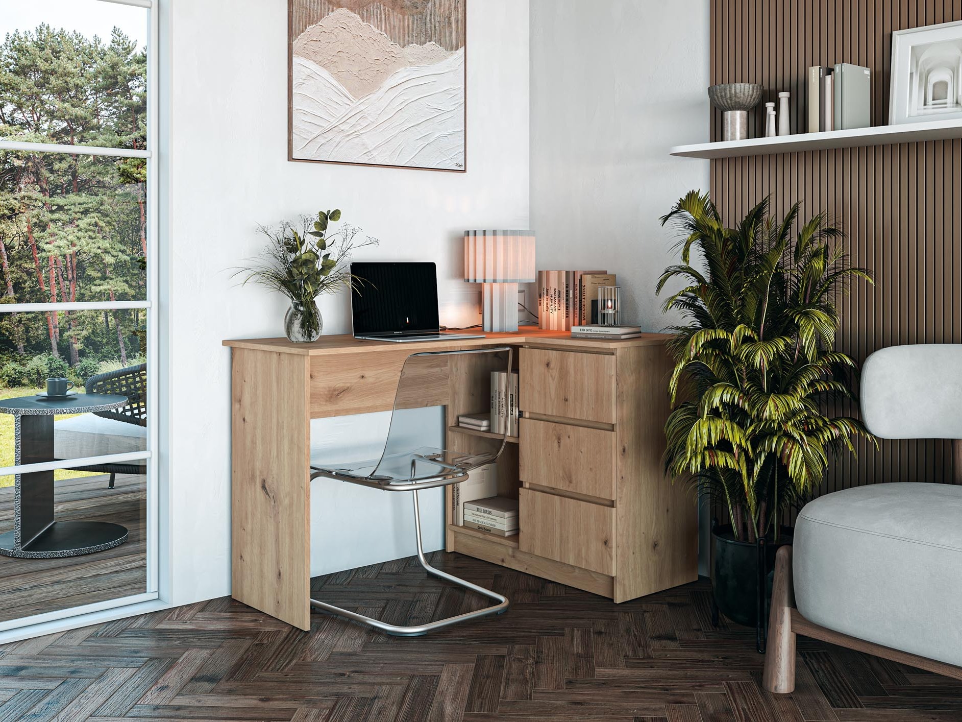 Γωνιακό γραφείο Houston 1950 (Artisan βελανιδιά)