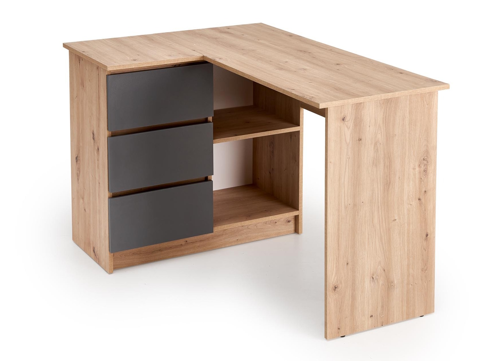 Γωνιακό γραφείο Houston 1950 (Γραφίτης + Artisan βελανιδιά)