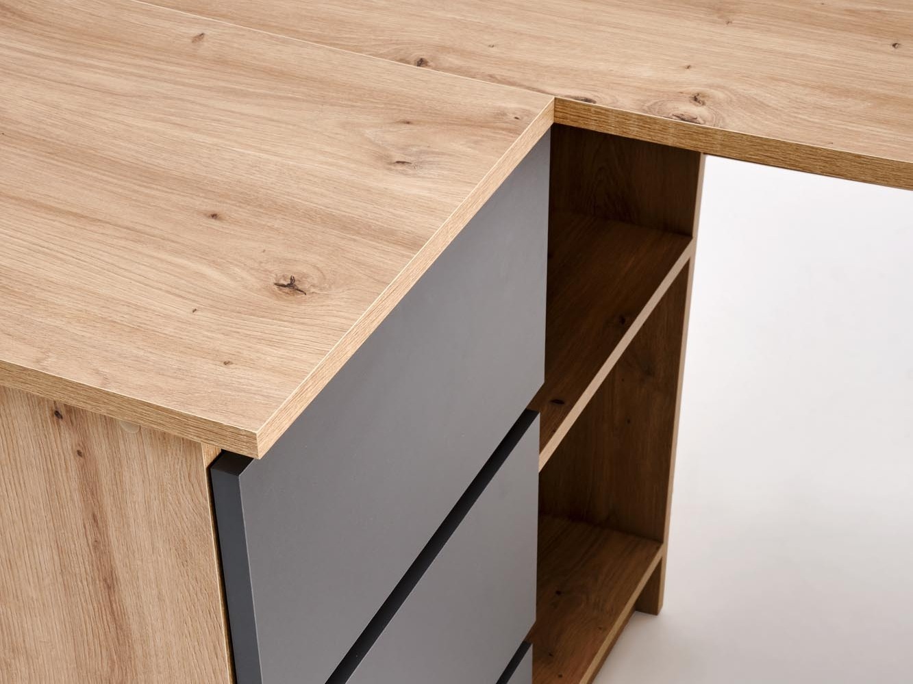 Γωνιακό γραφείο Houston 1950 (Γραφίτης + Artisan βελανιδιά)