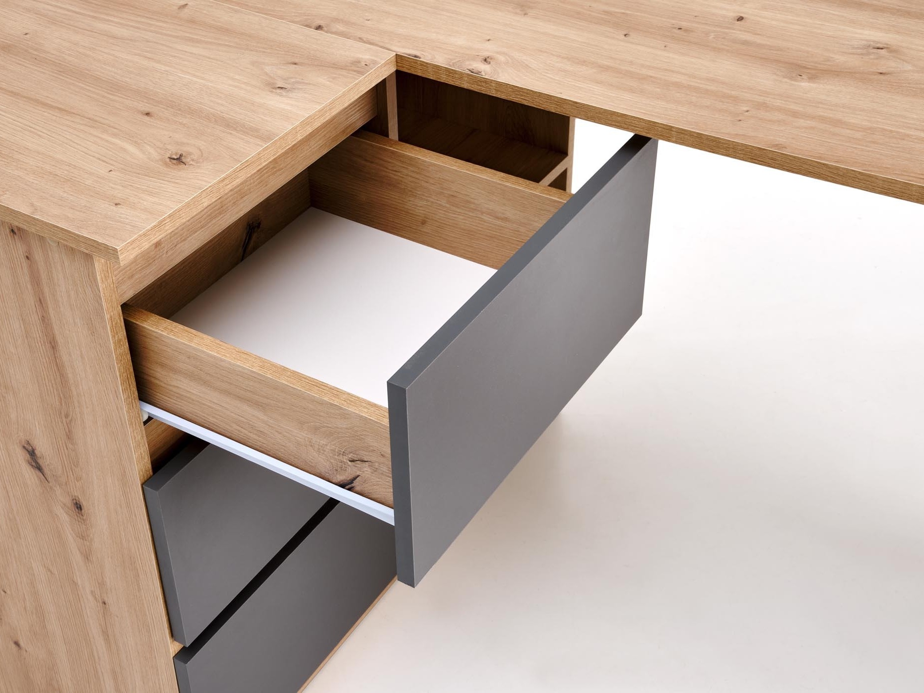 Γωνιακό γραφείο Houston 1950 (Γραφίτης + Artisan βελανιδιά)