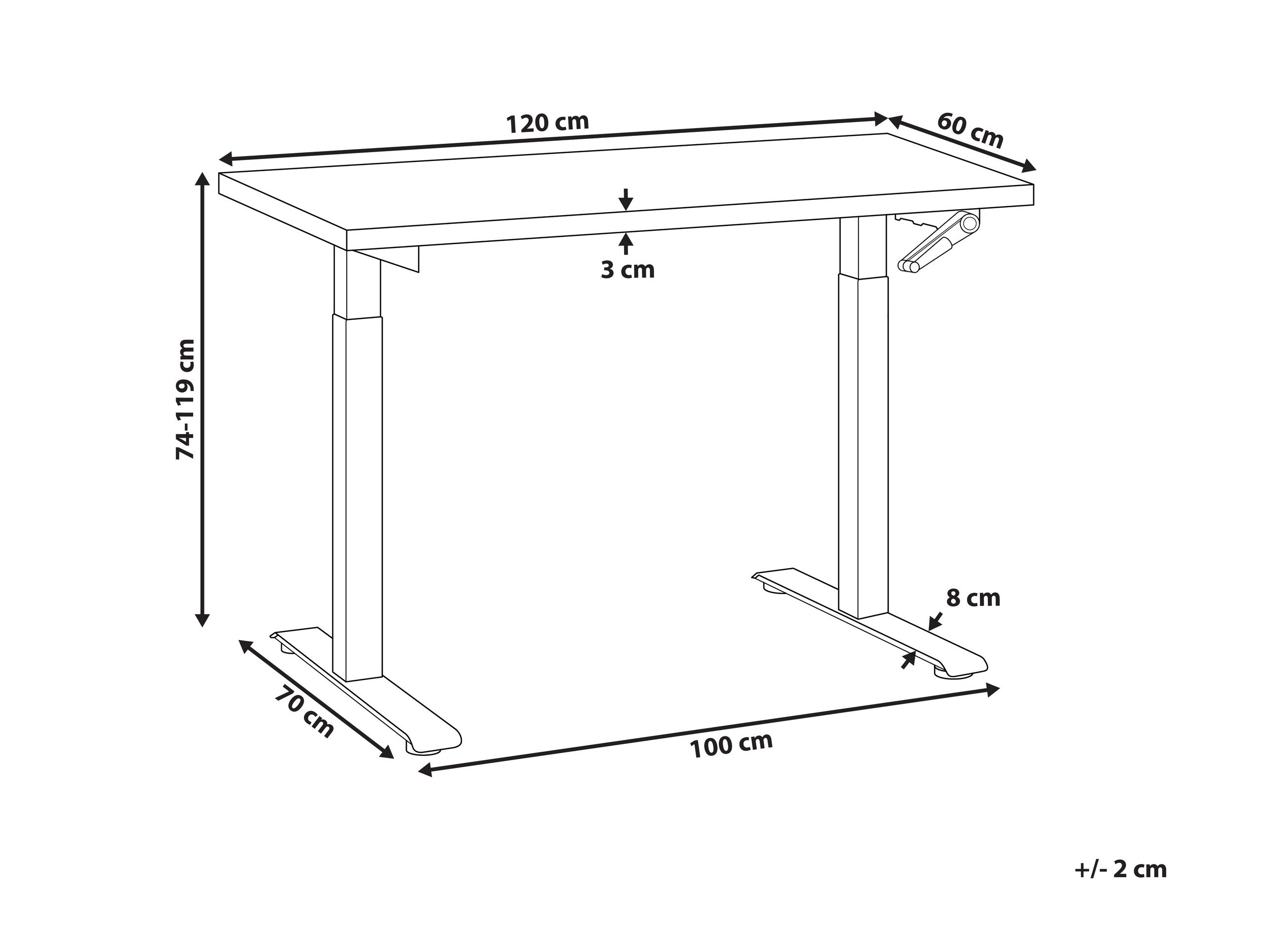 Γραφείο με ρυθμιζόμενο ύψος Berwyn 2864 (Ανοιχτό χρώμα ξύλου + Μαύρο)