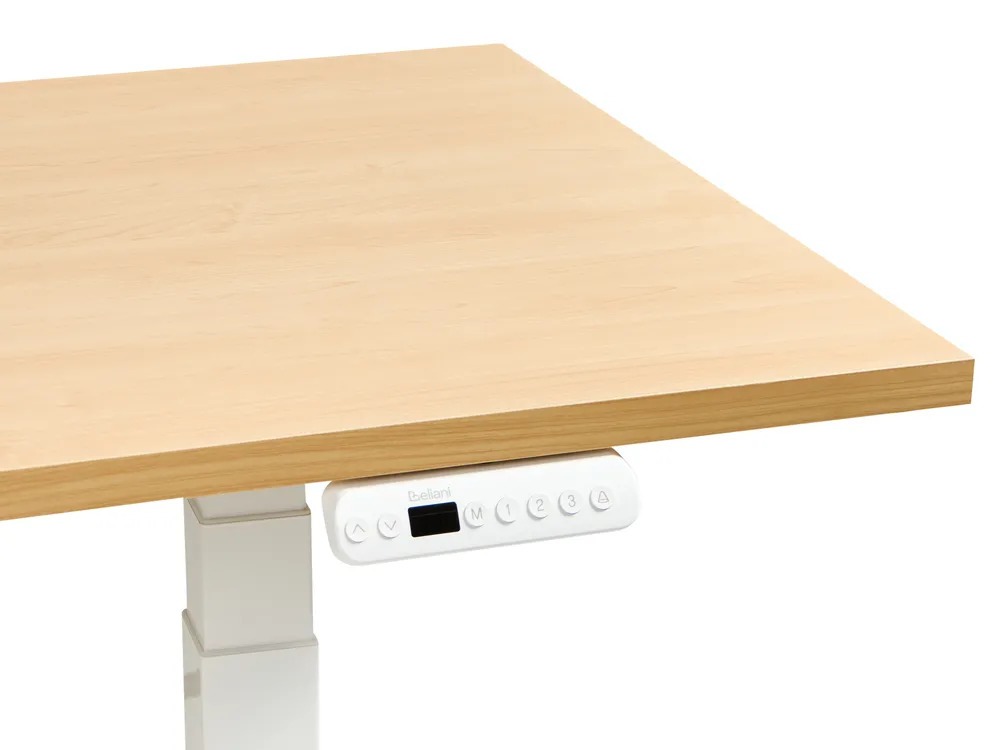 Γραφείο με ρυθμιζόμενο ύψος Berwyn 2865 (Ανοιχτό χρώμα ξύλου + Άσπρο)