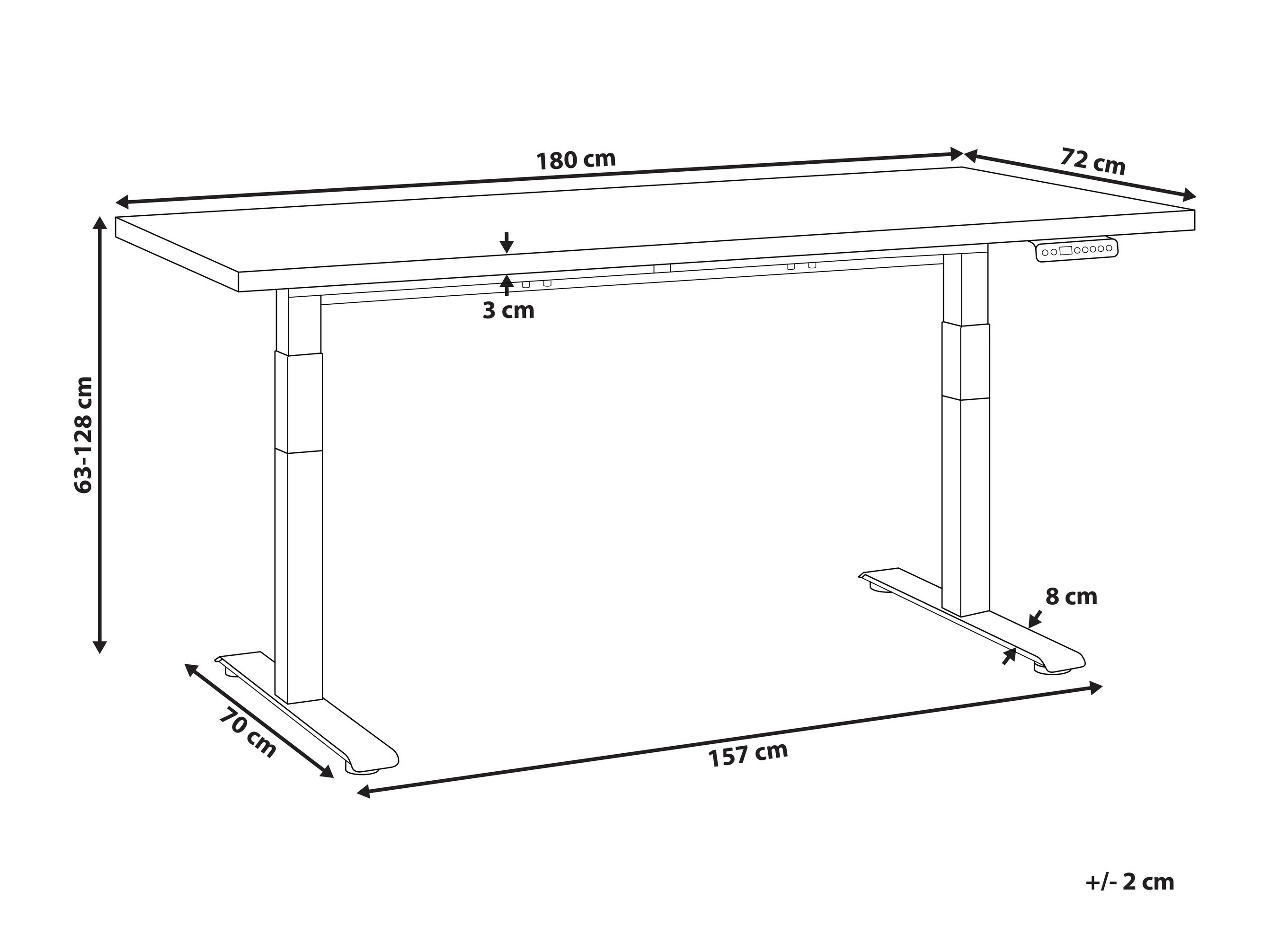 Γραφείο με ρυθμιζόμενο ύψος Berwyn 2865 (Ανοιχτό χρώμα ξύλου + Άσπρο)