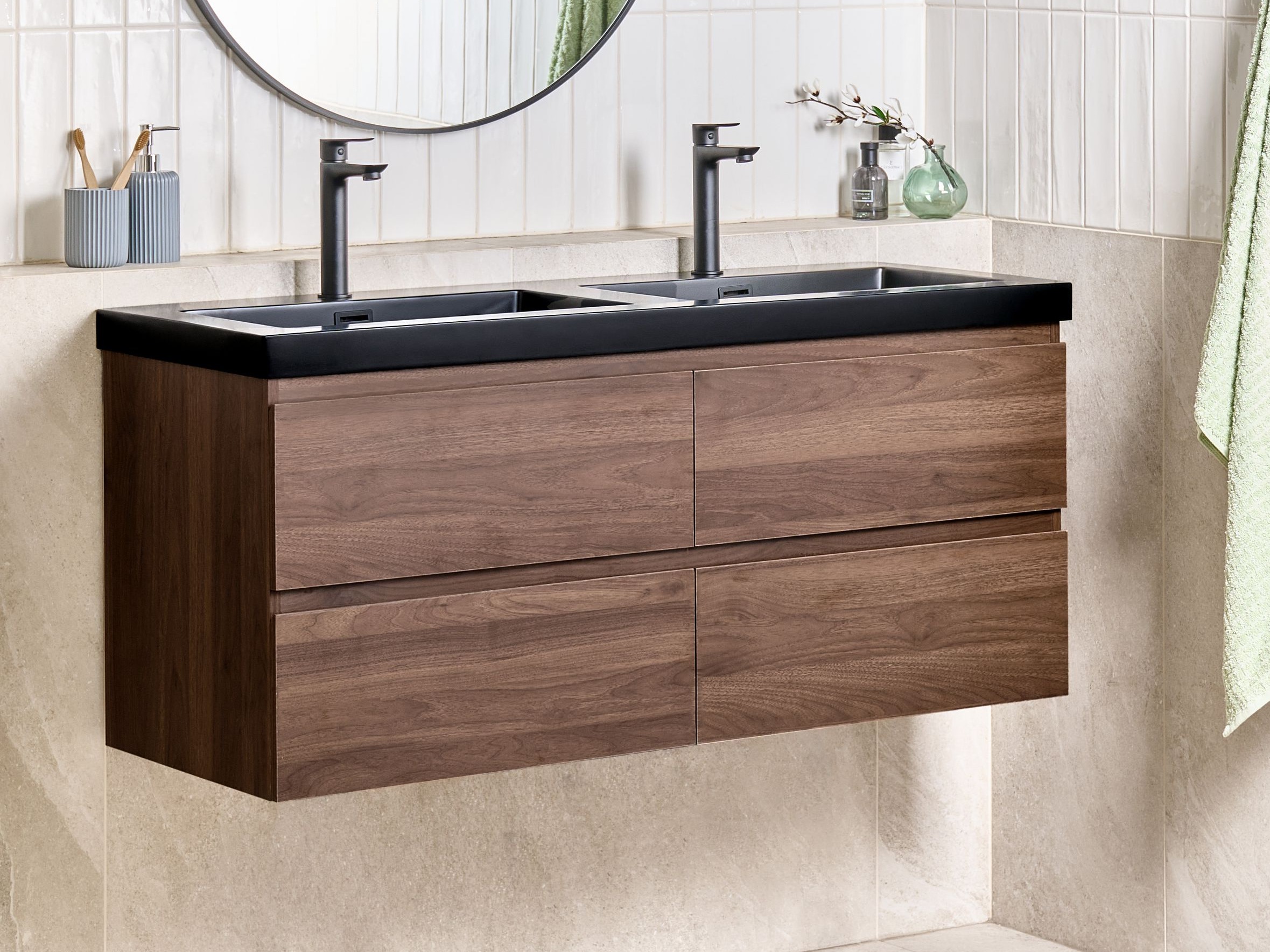 Επιτοίχιο ντουλάπι μπάνιου με υποδοχή νιπτήρα Berwyn 2873 (Σκούρο καφέ)