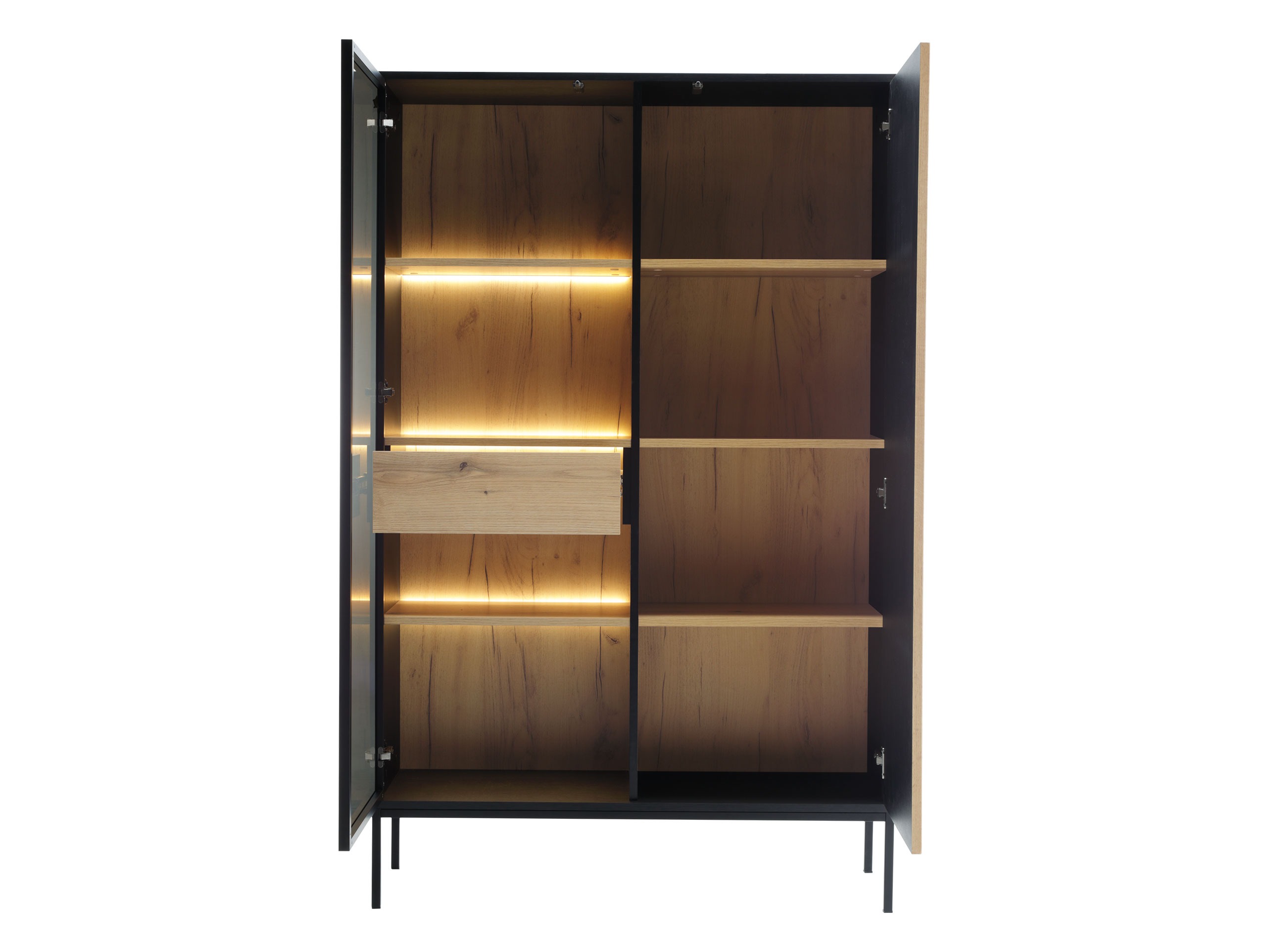 Σετ επίπλων σαλονιού Manal (Μαύρο + Δρυς wotan)