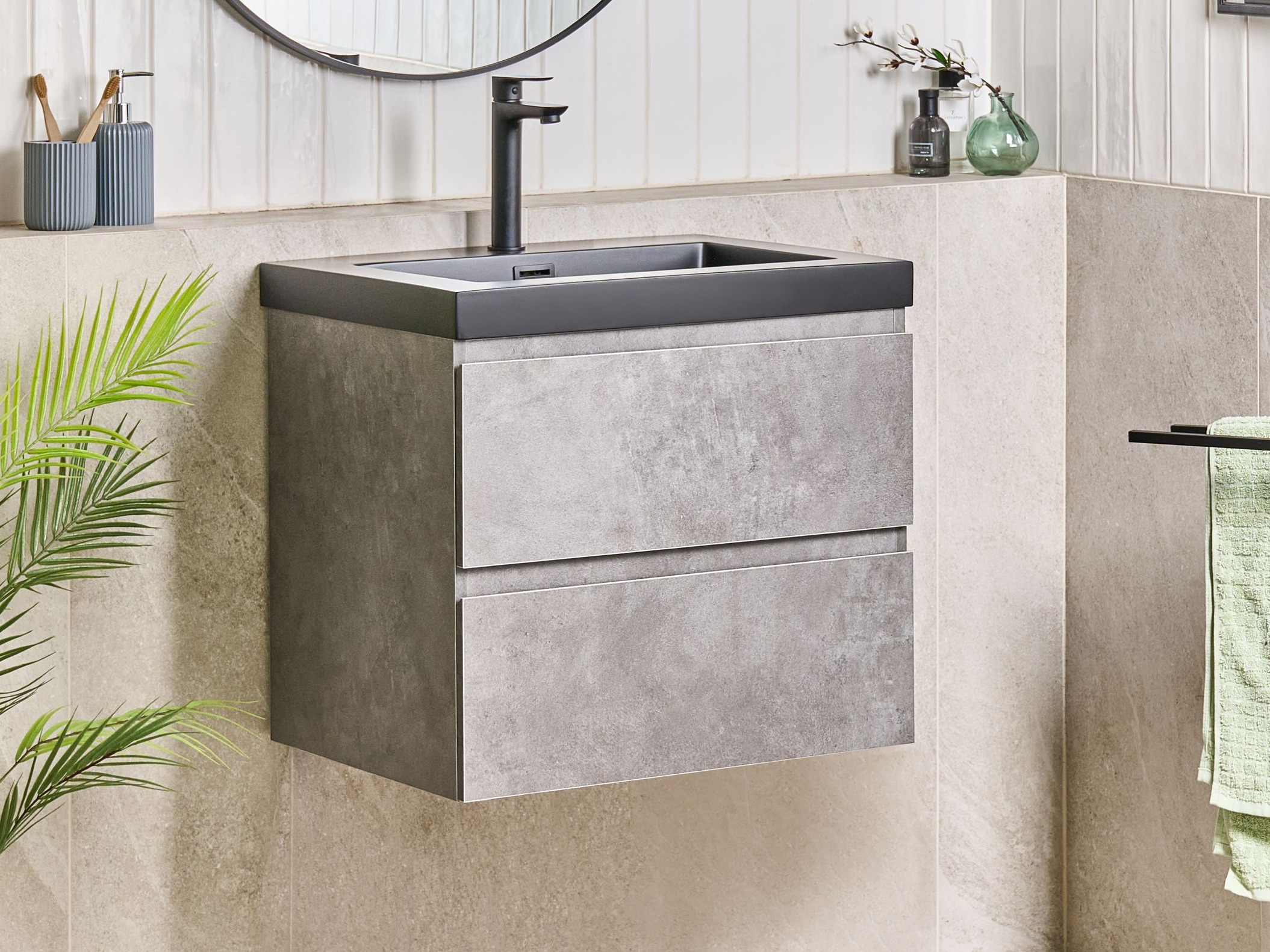 Wall-mounted bathroom cabinet for washbasin Berwyn 2872 (Grey)