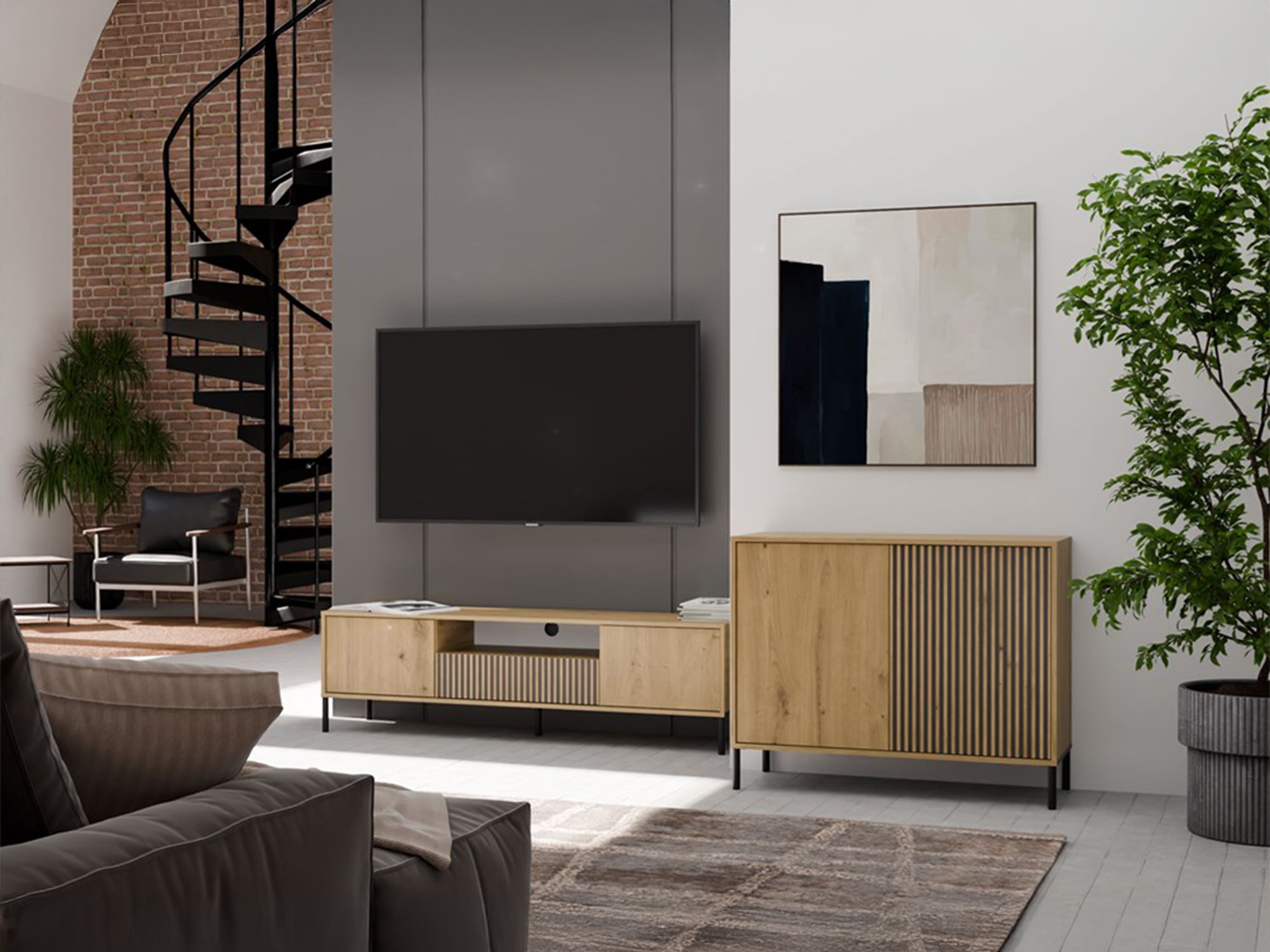 Μπουφέ Orlsone 109 (Artisan βελανιδιά + Μαύρο)