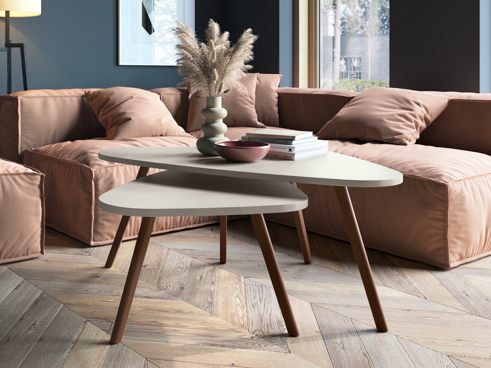 Σετ τραπεζιών σαλονιού Ontario 202 (Άσπρο + Δρυς)