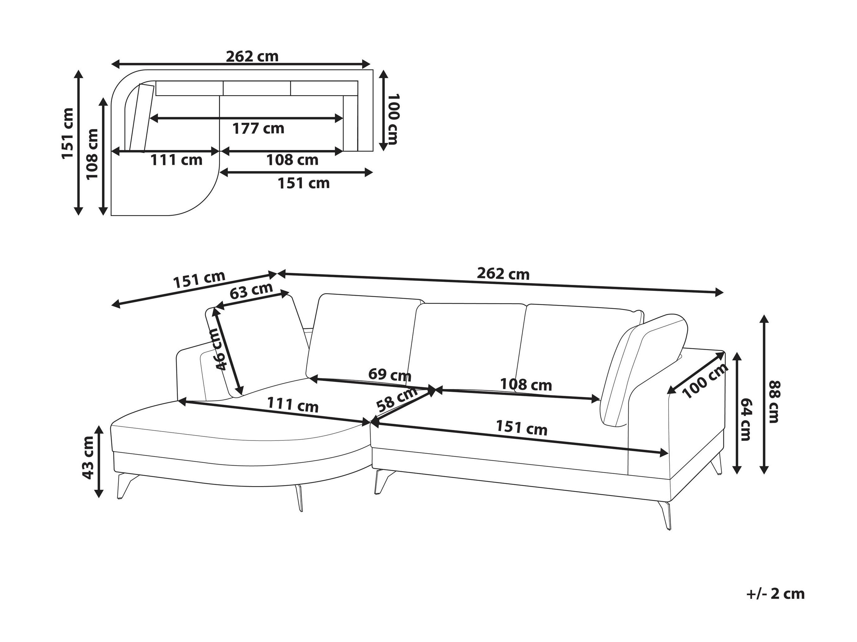 Corner sofa Berwyn 2890 (Grey)