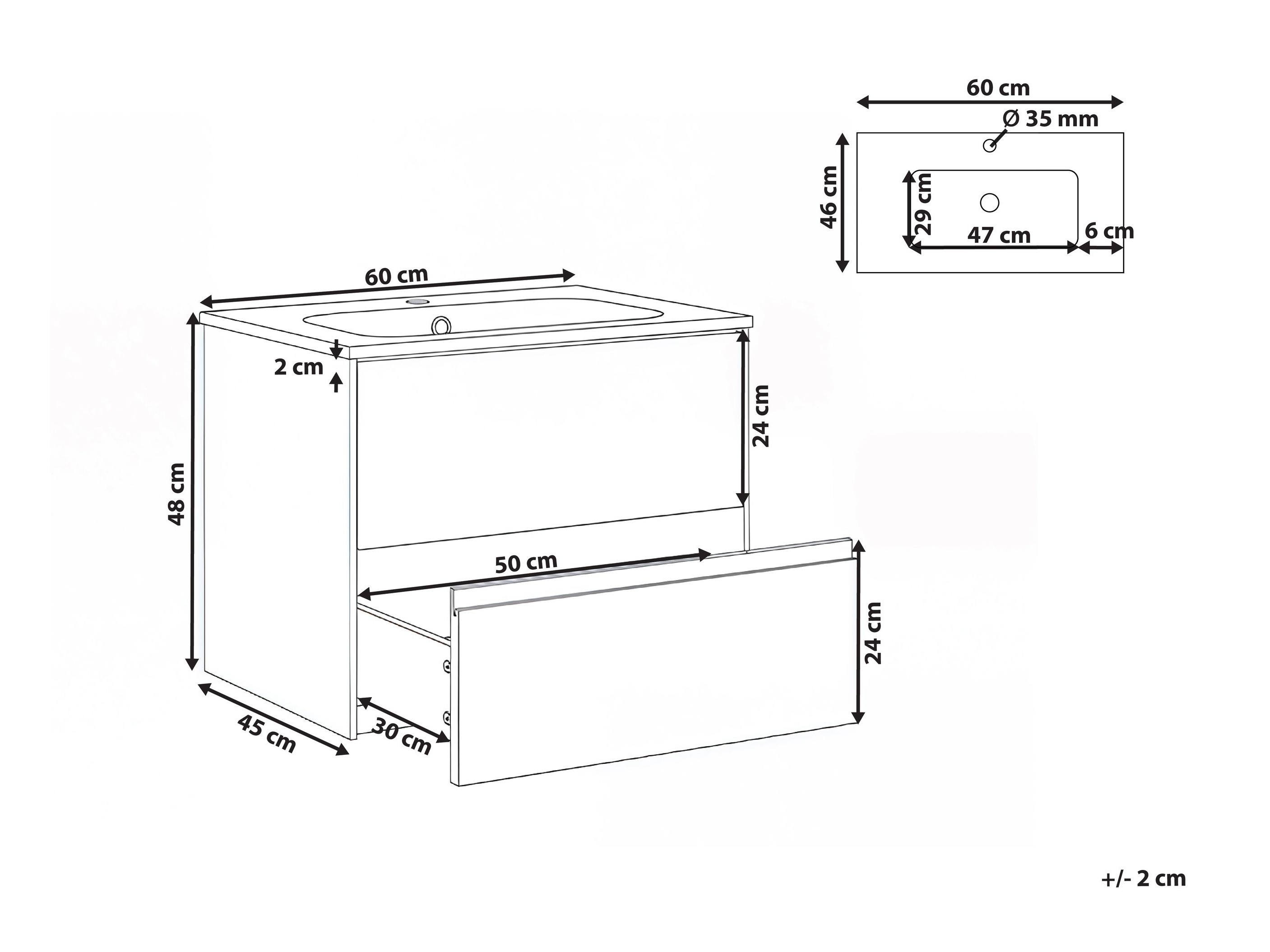 Επιτοίχιο ντουλάπι μπάνιου με υποδοχή νιπτήρα Berwyn 2886