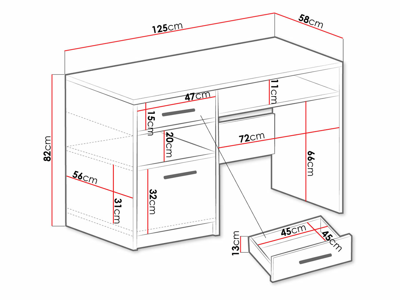 Γραφείο Dortivu (Άσπρο)