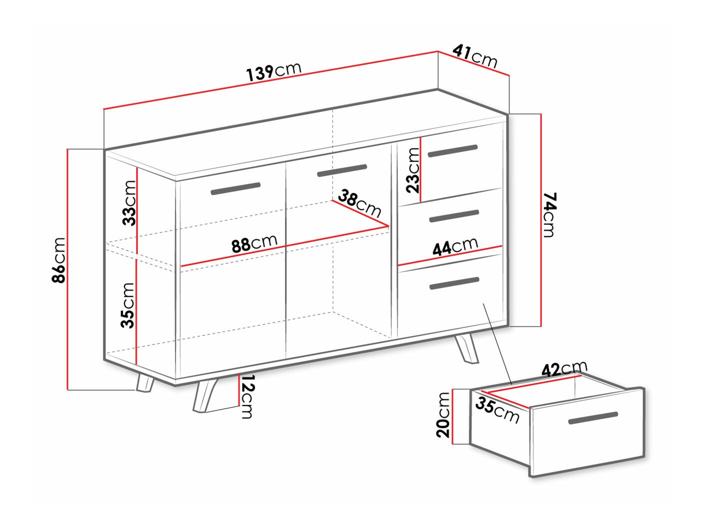 Συρταριέρα Dortivu (Άσπρο)