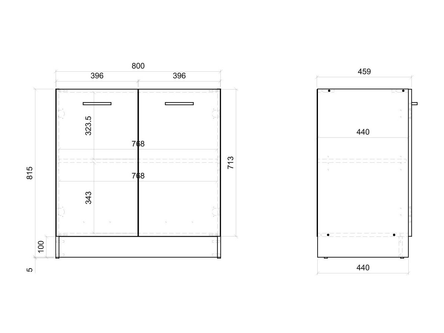 Modular cabinet with doors Quti 110