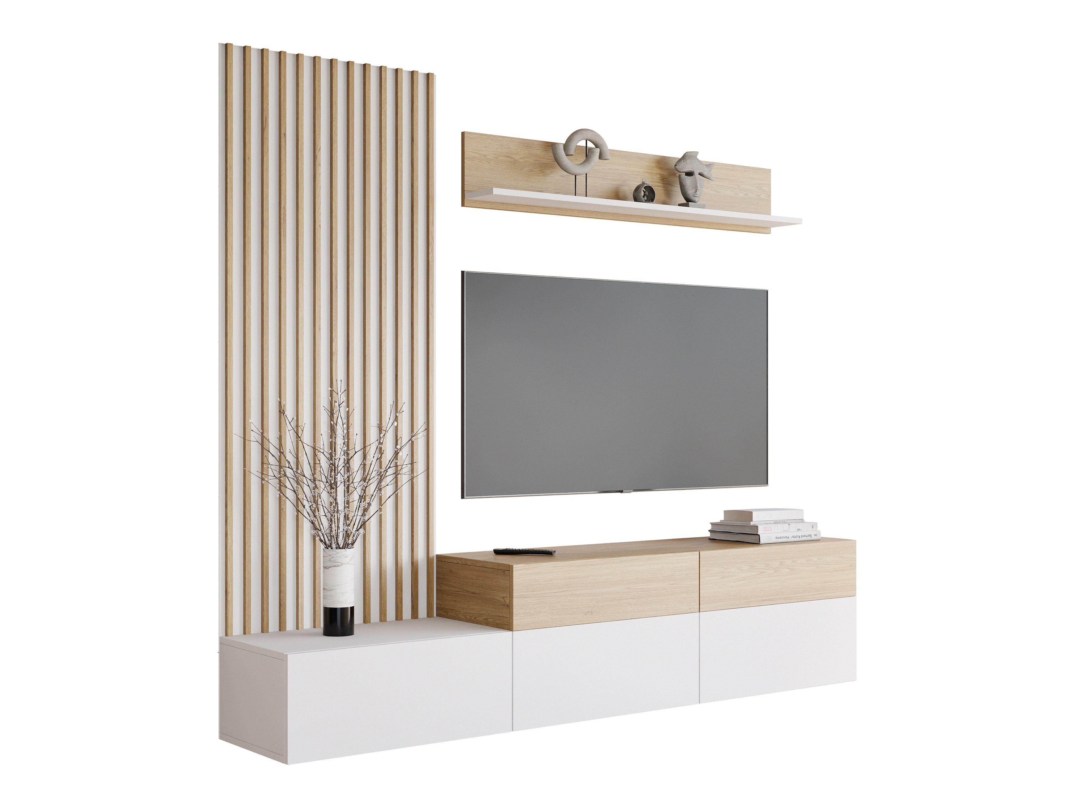 Living room set Comfivo Munium I (White + Oak)