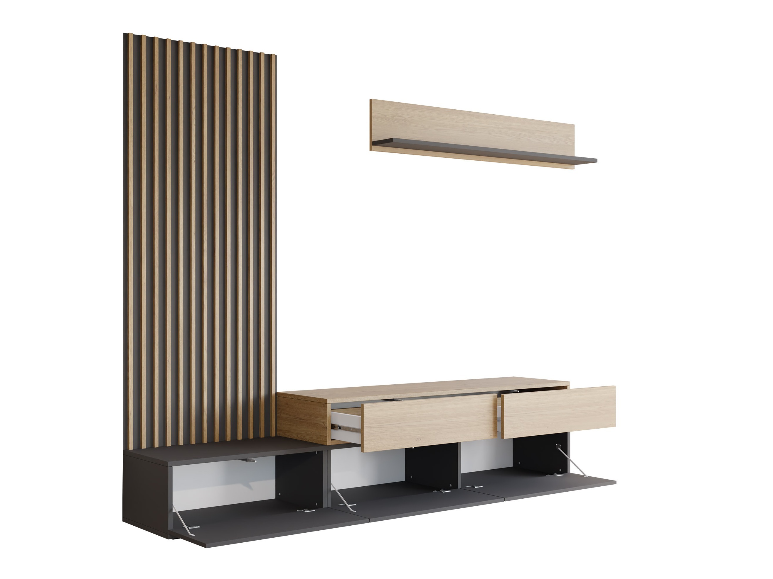 Σετ επίπλων σαλονιού Comfivo Munium I (Άσπρο + Δρυς)