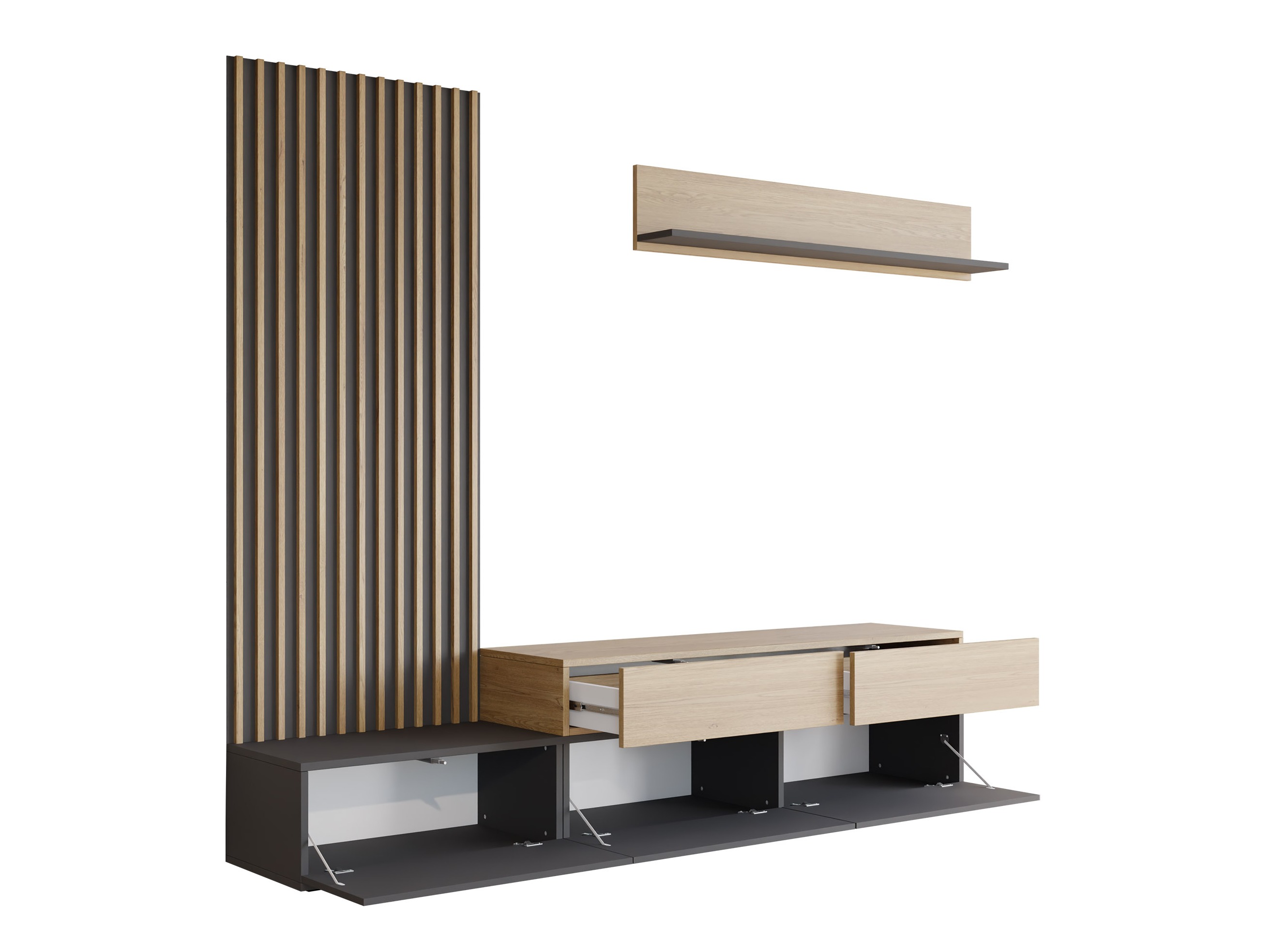 Σετ επίπλων σαλονιού Comfivo Munium I (Γραφίτης + Δρυς)