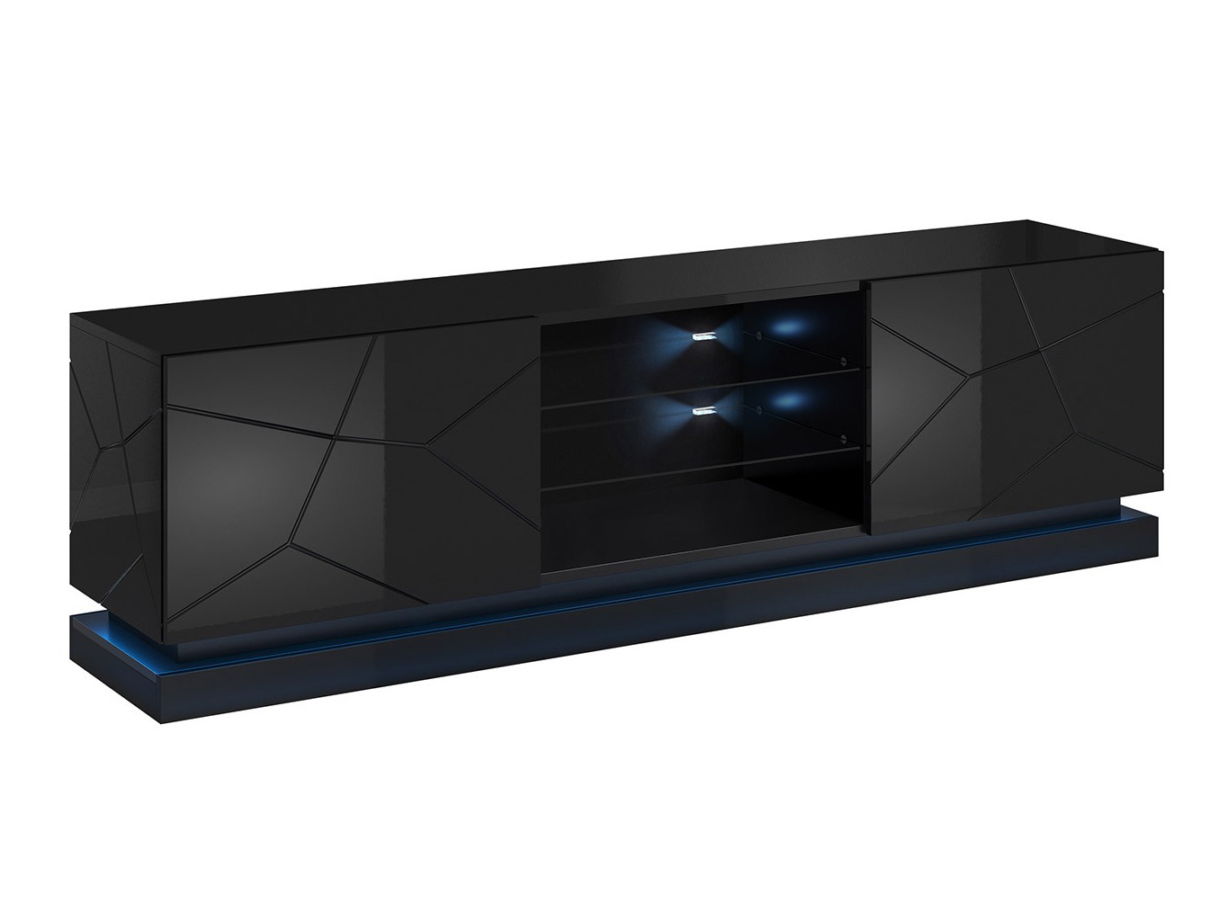 Έπιπλο τηλεόρασης Linar I (Μαύρο + Γυαλιστερό μαύρο)