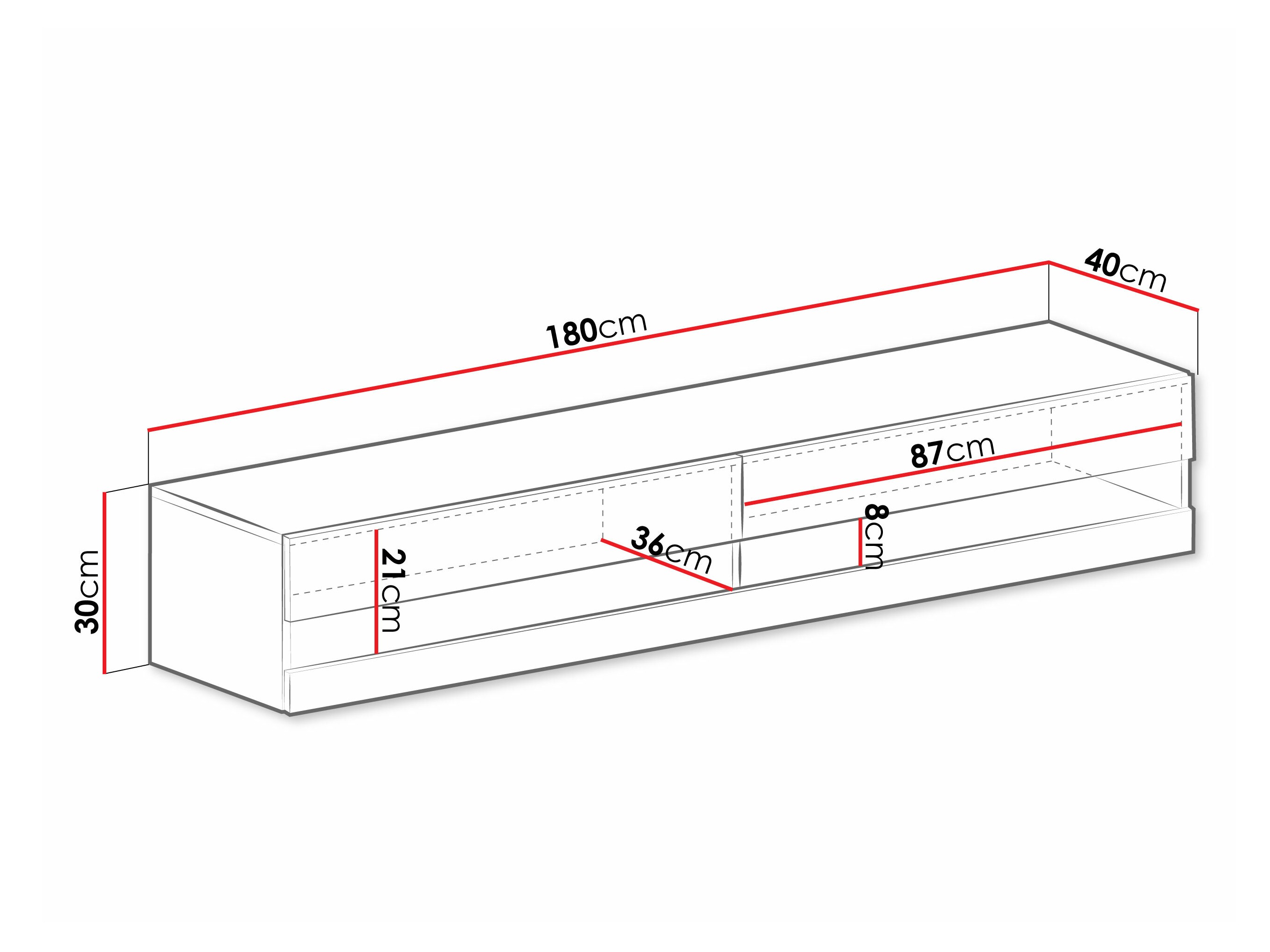 Έπιπλο τηλεόρασης Vilrin (Άσπρο + Γυαλιστερό λευκό)