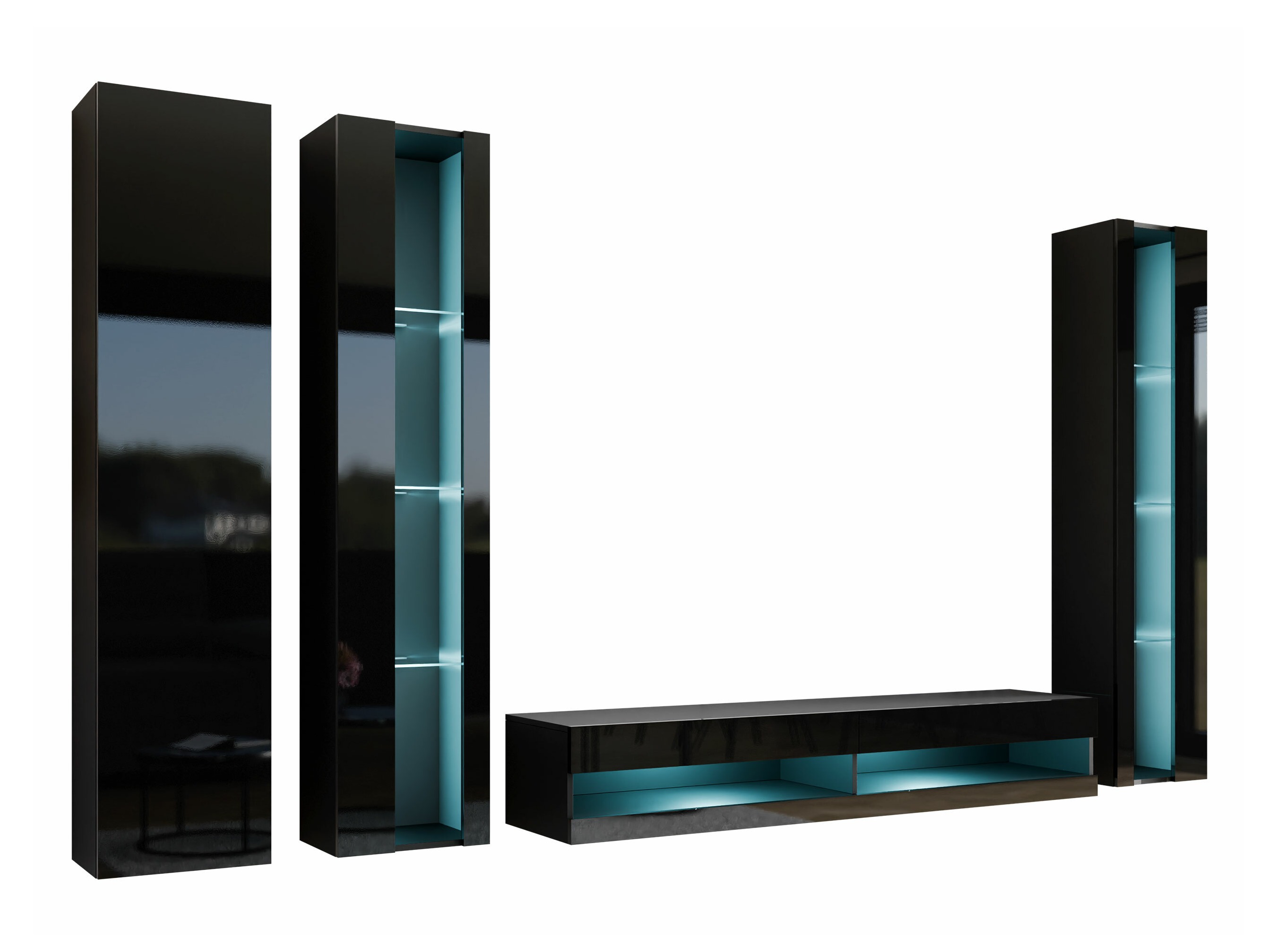 Living room set Vilrin VII (Black + Glossy black)