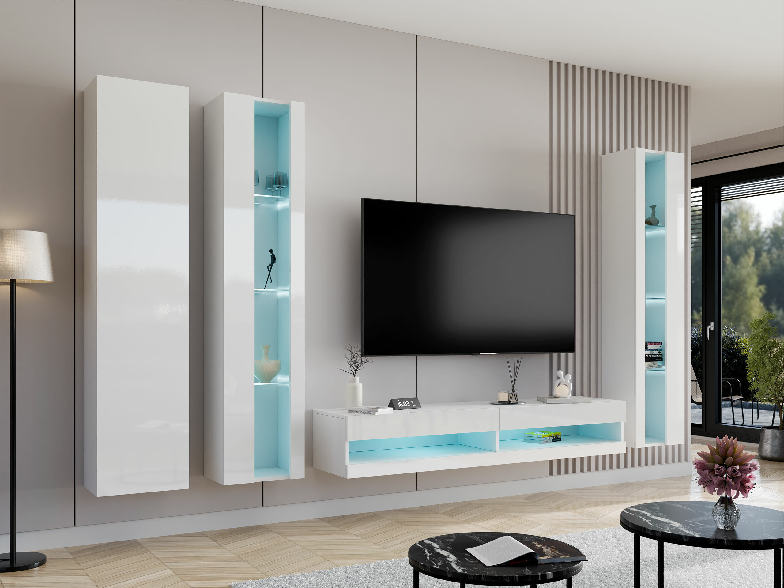 Living room set Vilrin VII (White + Glossy white)