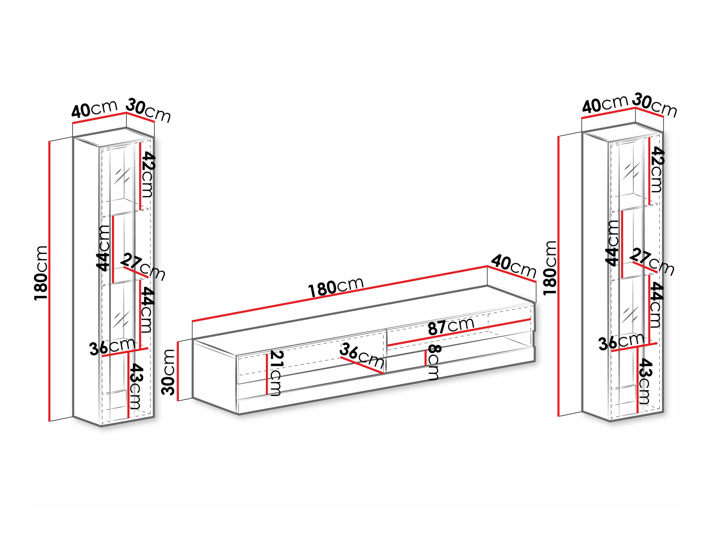 Σετ επίπλων σαλονιού Vilrin V (Άσπρο + Γυαλιστερό λευκό)