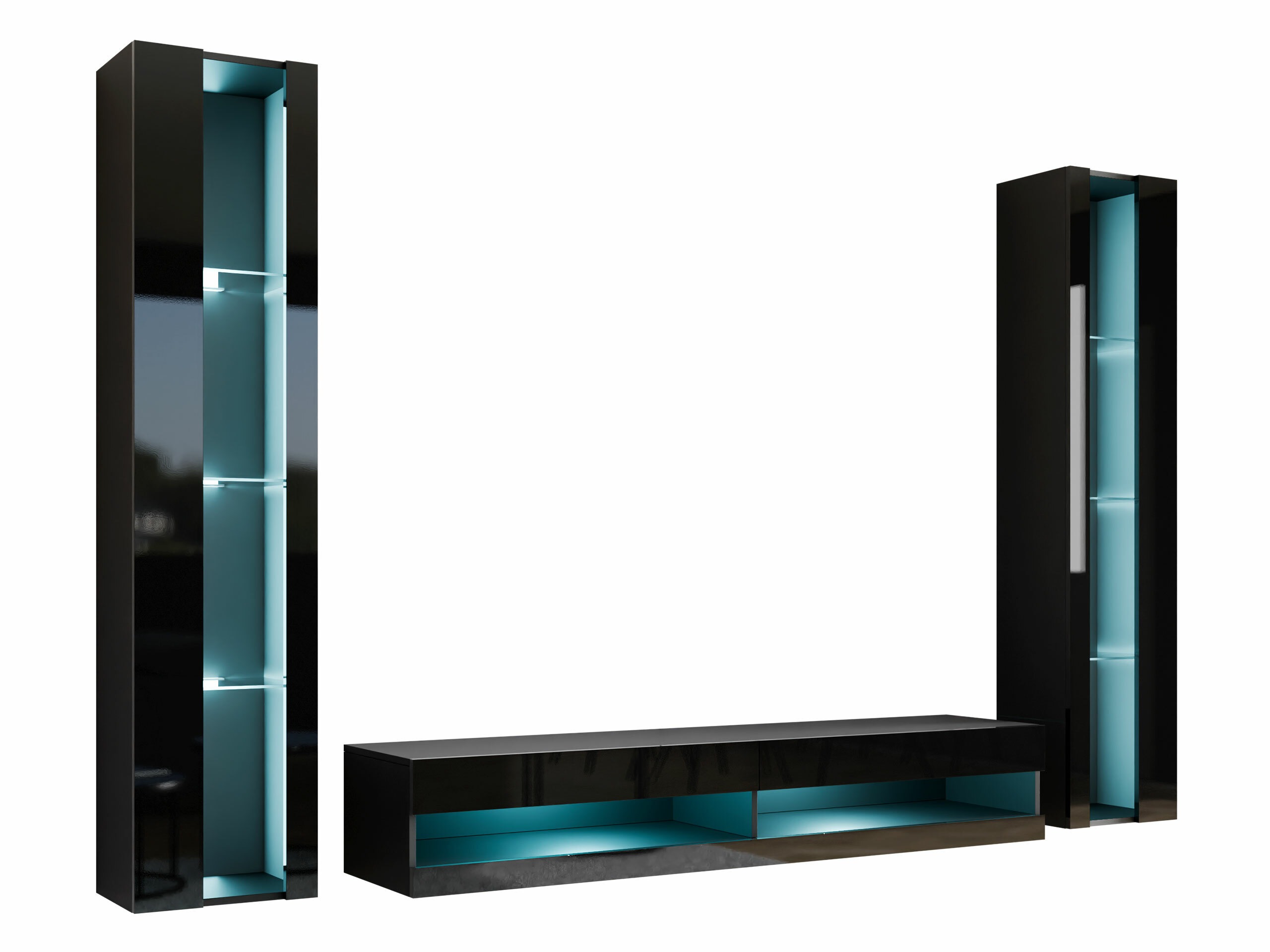 Σετ επίπλων σαλονιού Vilrin V (Μαύρο + Γυαλιστερό μαύρο)