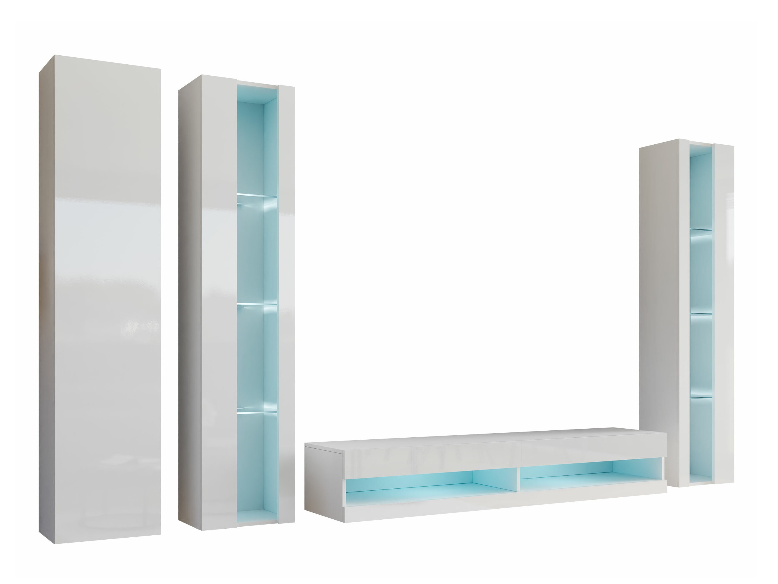 Σετ επίπλων σαλονιού Vilrin VII (Άσπρο + Γυαλιστερό λευκό)