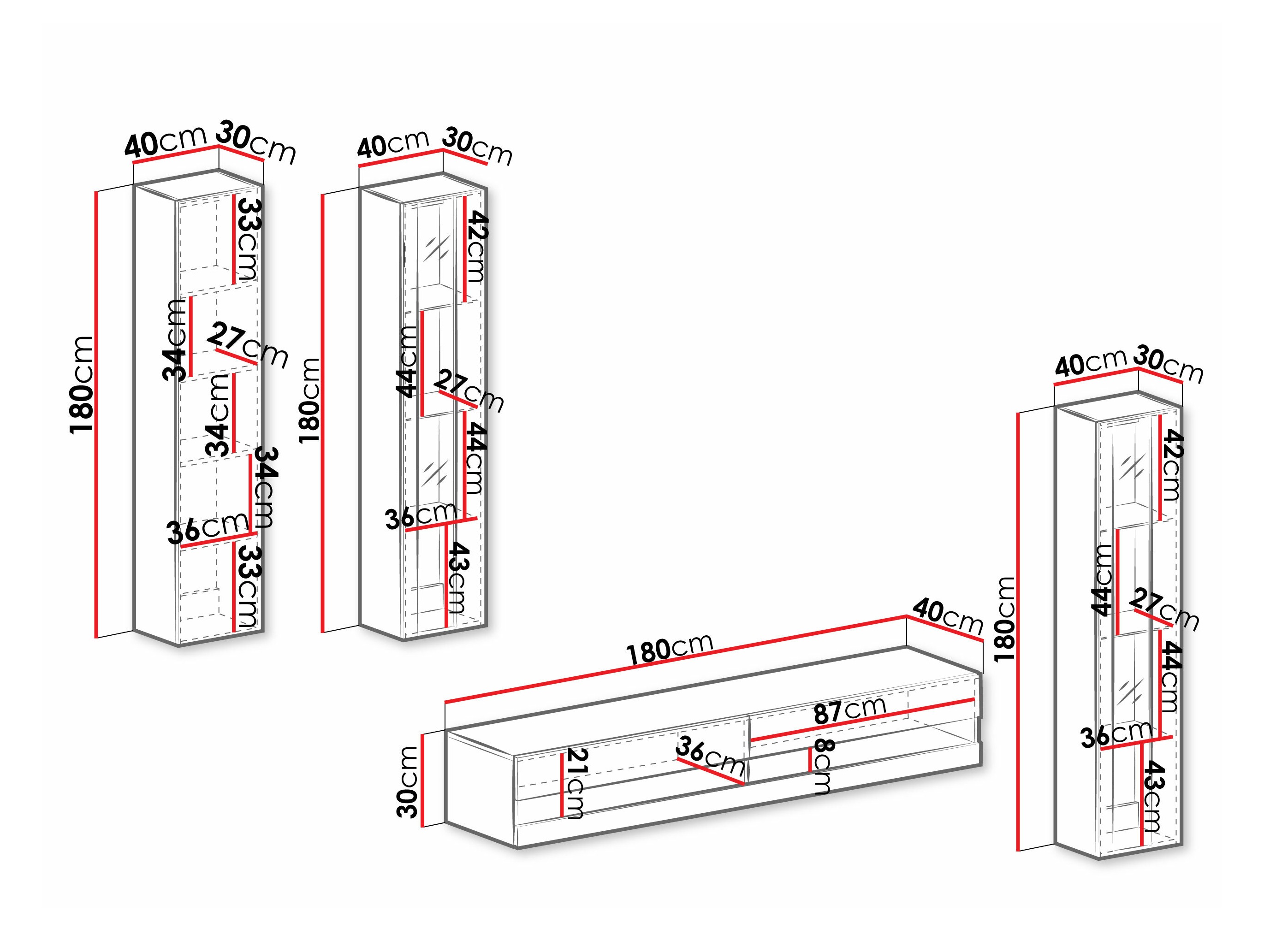 Σετ επίπλων σαλονιού Vilrin VII (Άσπρο + Γυαλιστερό λευκό)