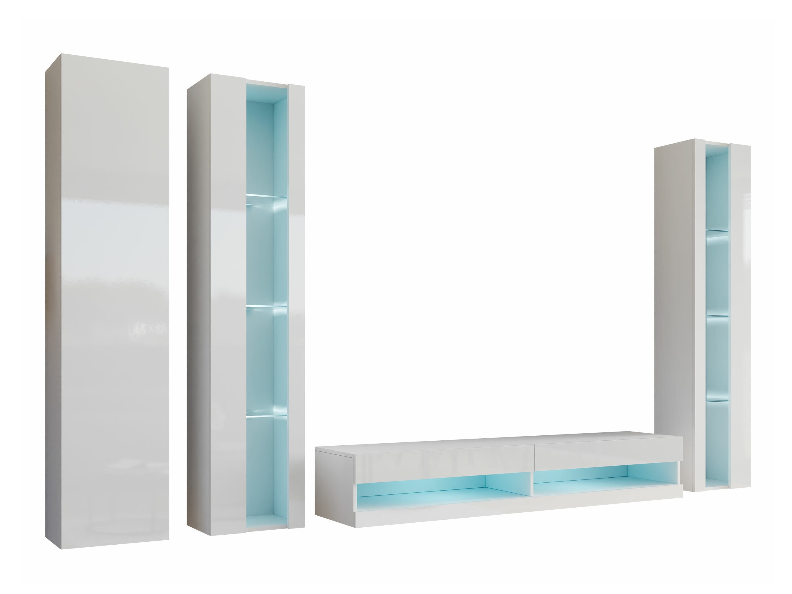 Σετ επίπλων σαλονιού Vilrin VII (Άσπρο + Γυαλιστερό λευκό)