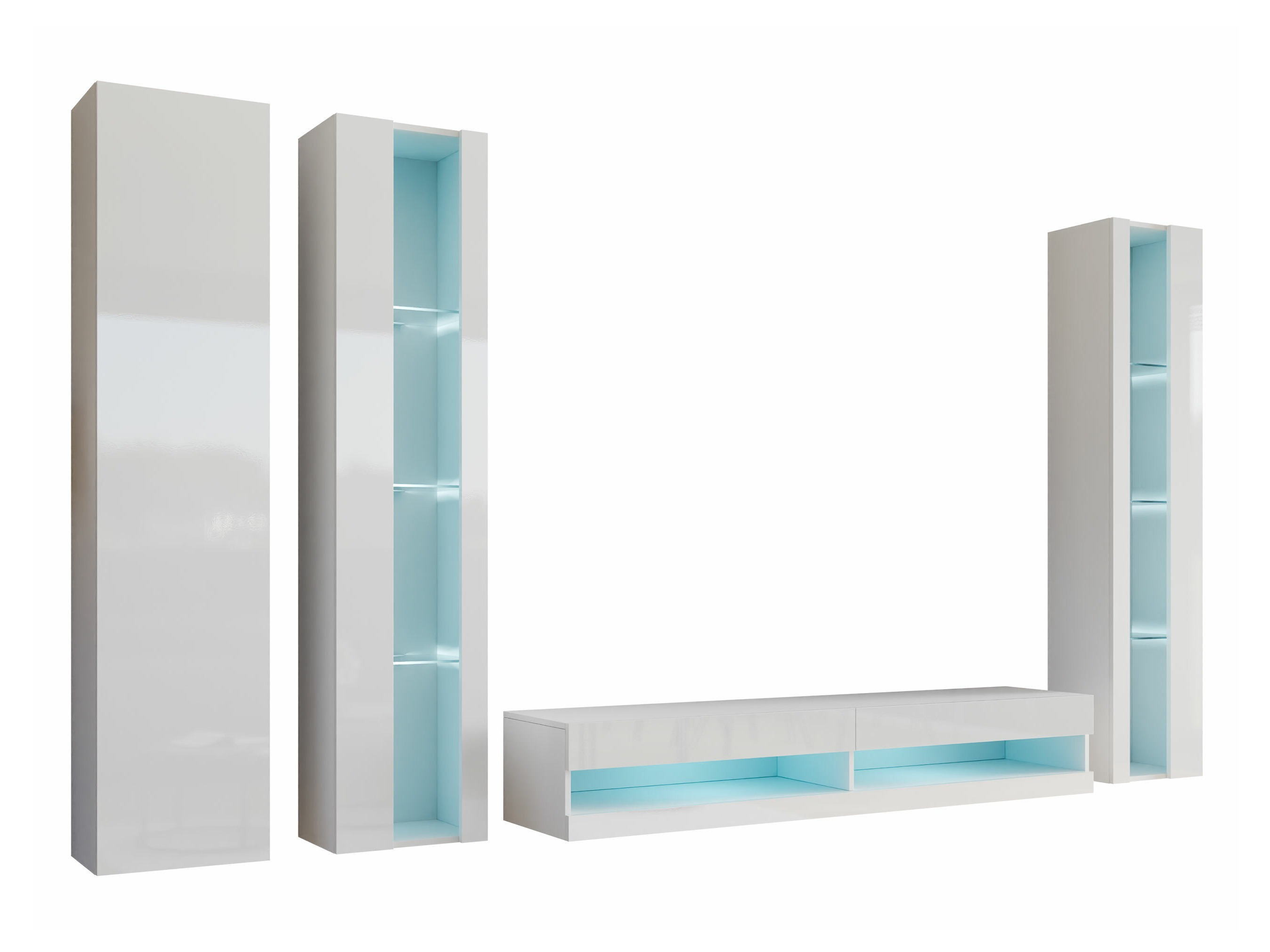 Σετ επίπλων σαλονιού Vilrin VII (Άσπρο + Γυαλιστερό λευκό)