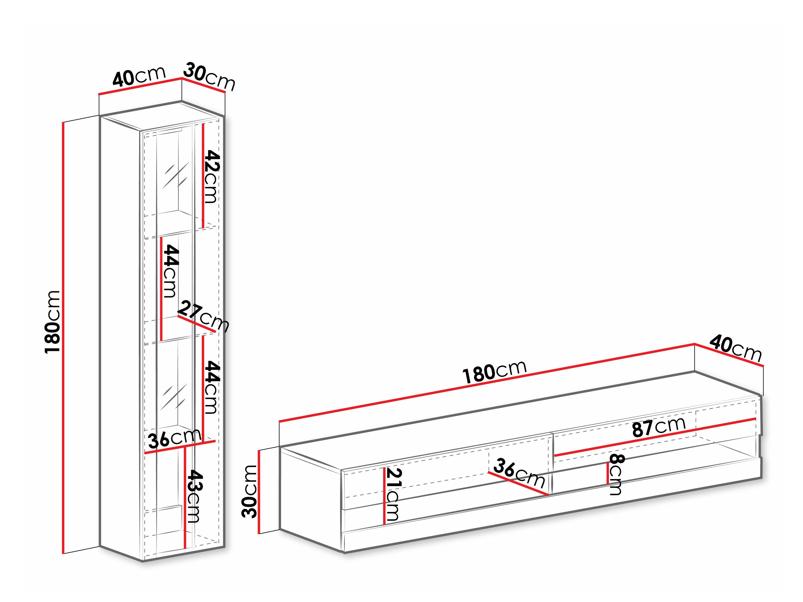 Σετ επίπλων σαλονιού Vilrin VIII (Μαύρο + Γυαλιστερό μαύρο)