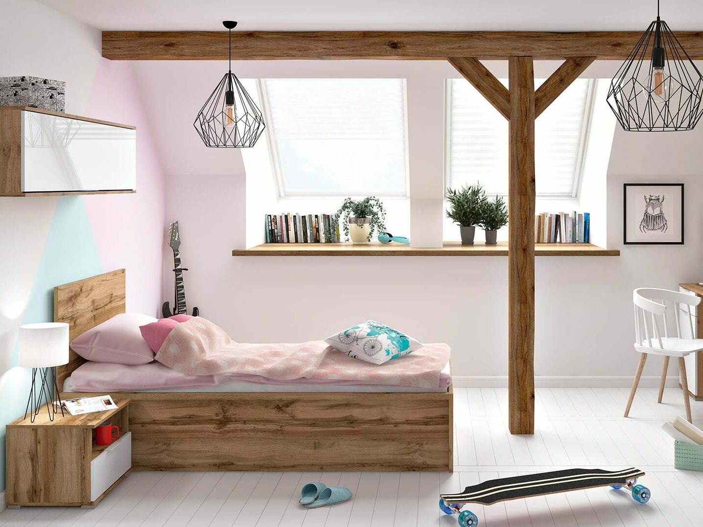 Κρεβάτι Livevaro 126 (Δρυς wotan)