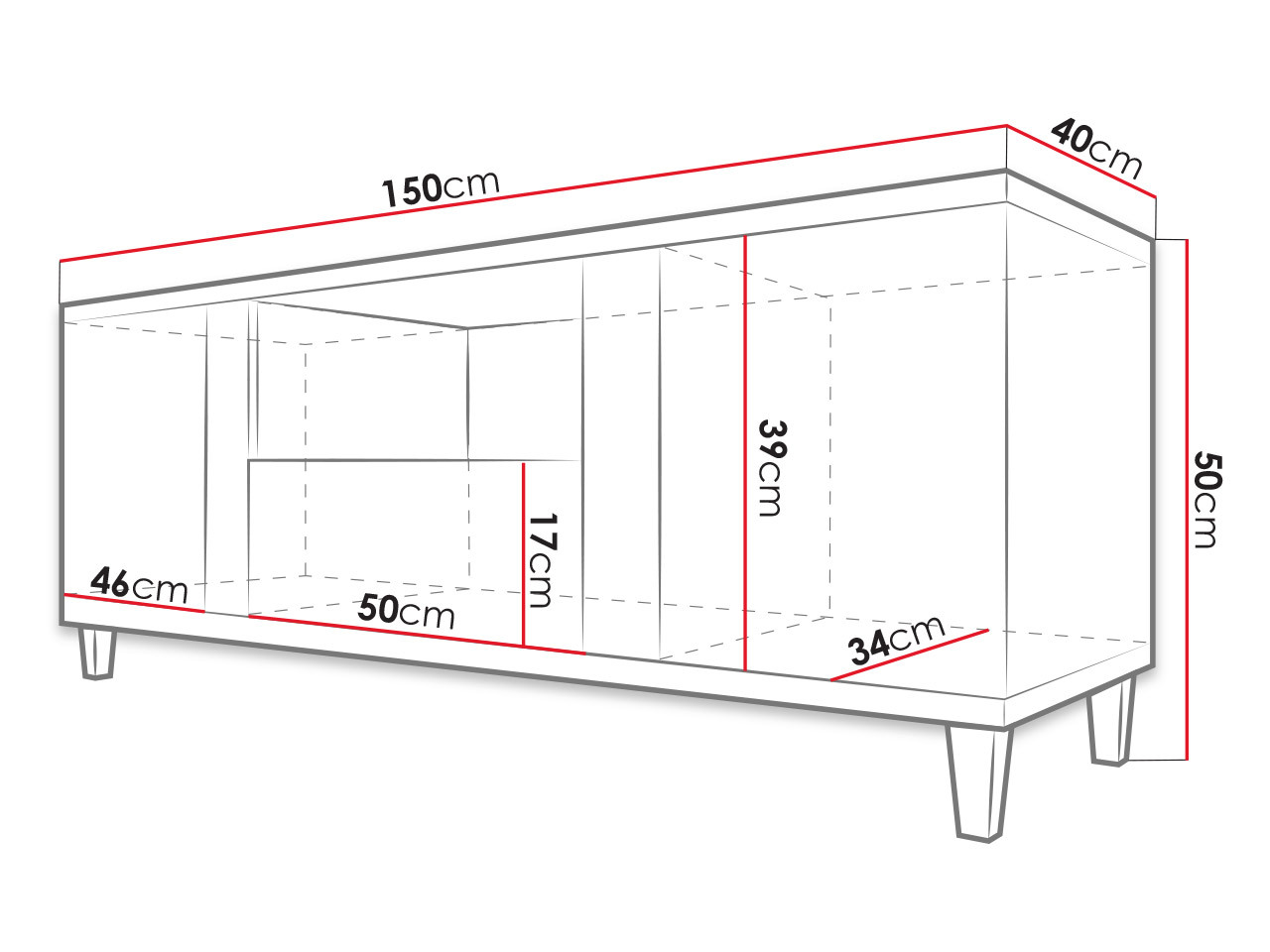 Έπιπλο τηλεόρασης Florem (Άσπρο + Γυαλιστερό λευκό + Ανοιχτό χρώμα ξύλου)