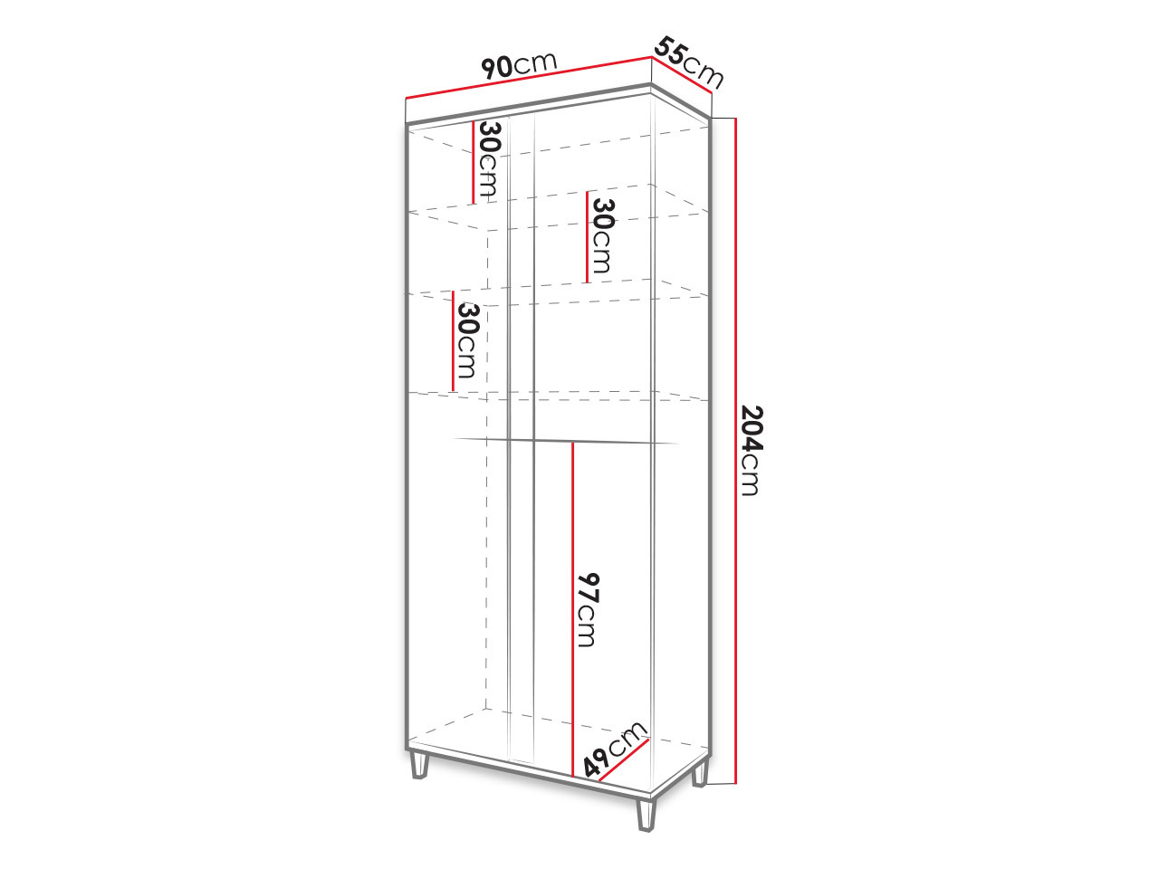 Ντουλάπα Florem (Άσπρο + Γυαλιστερό λευκό + Ανοιχτό χρώμα ξύλου)