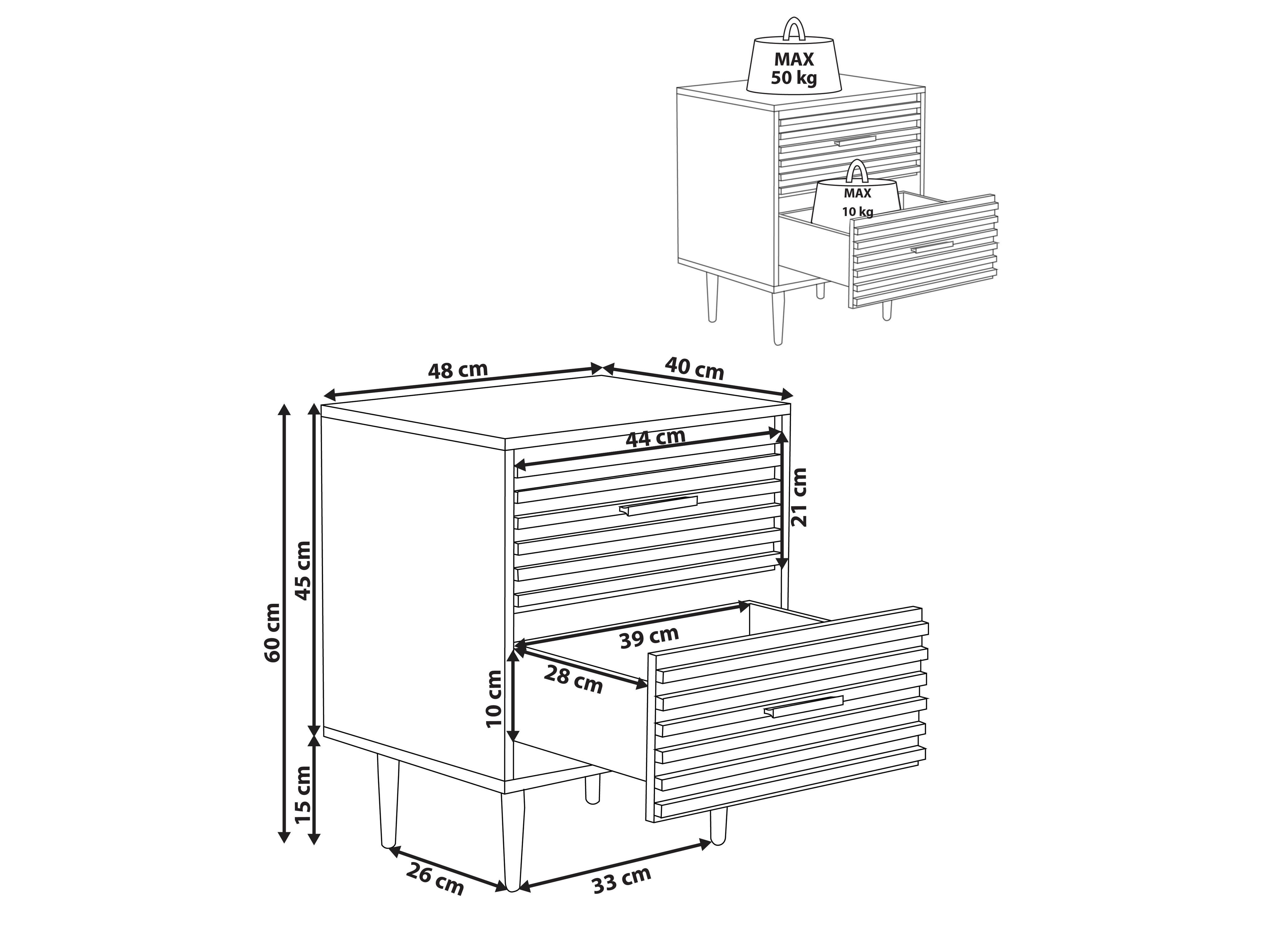 Κομοδίνο Berwyn 2913 (Ανοιχτό καφέ)