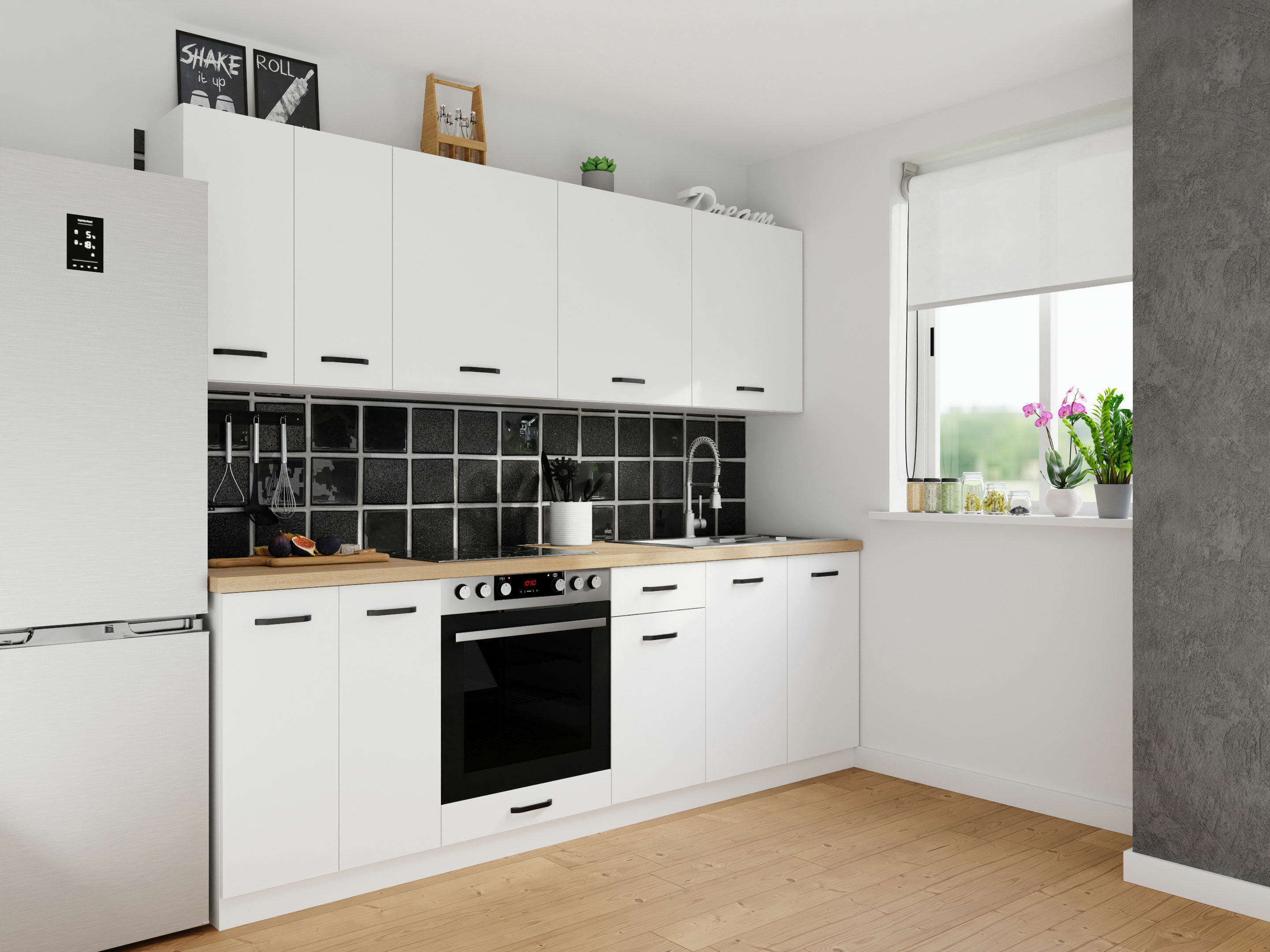 Modular cabinet with drawer and doors Top White 104