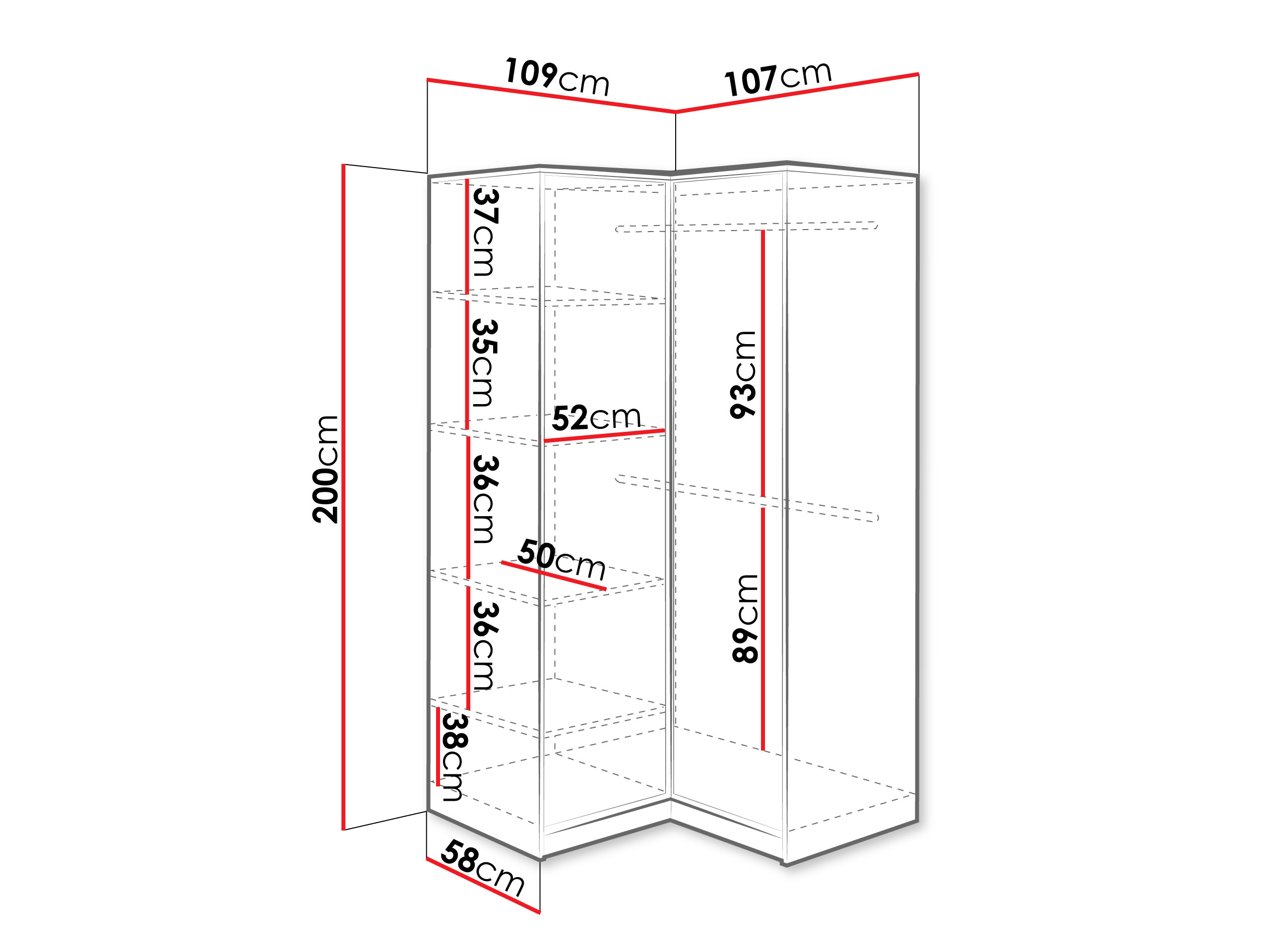 Γωνιακή ντουλάπα Lombala 113