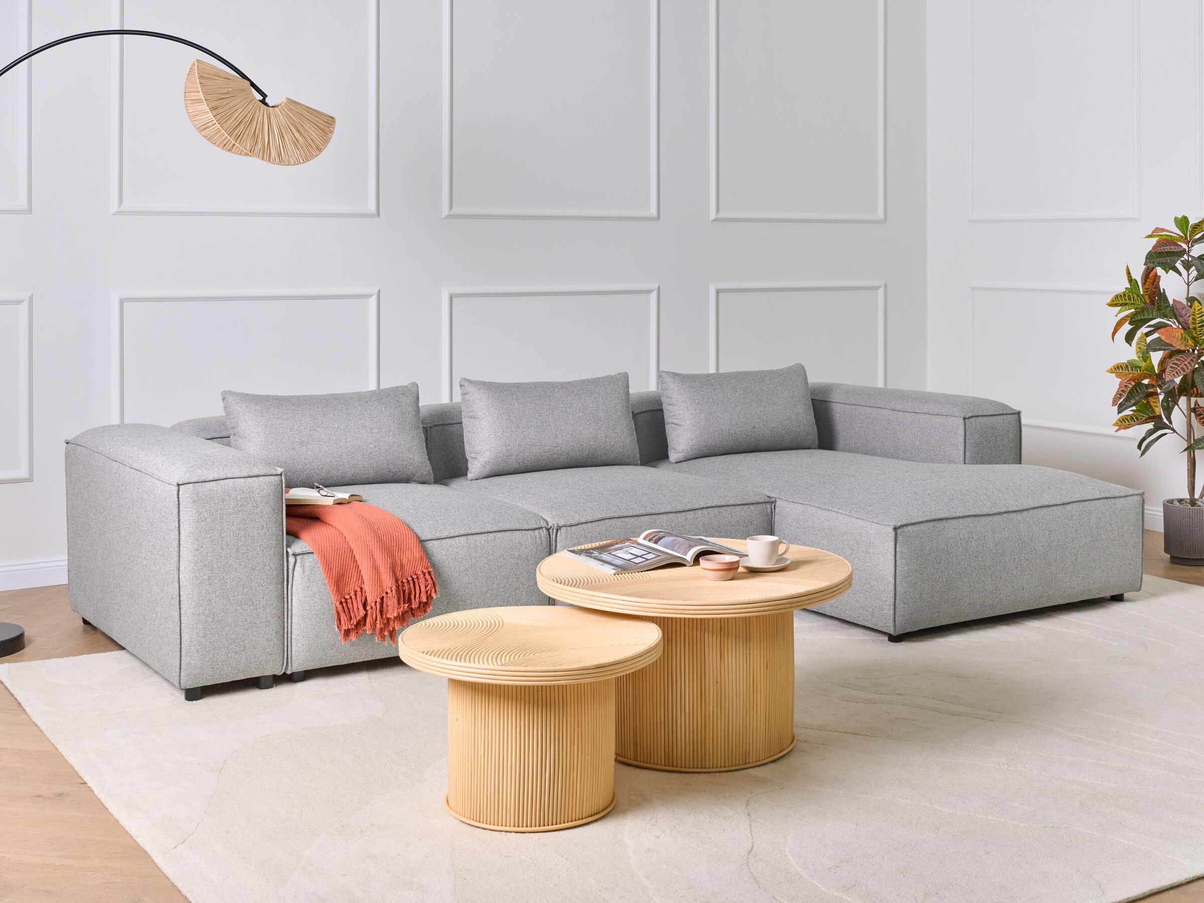 Αρθρωτός γωνιακός καναπές Avialu 100 (Γκρι)