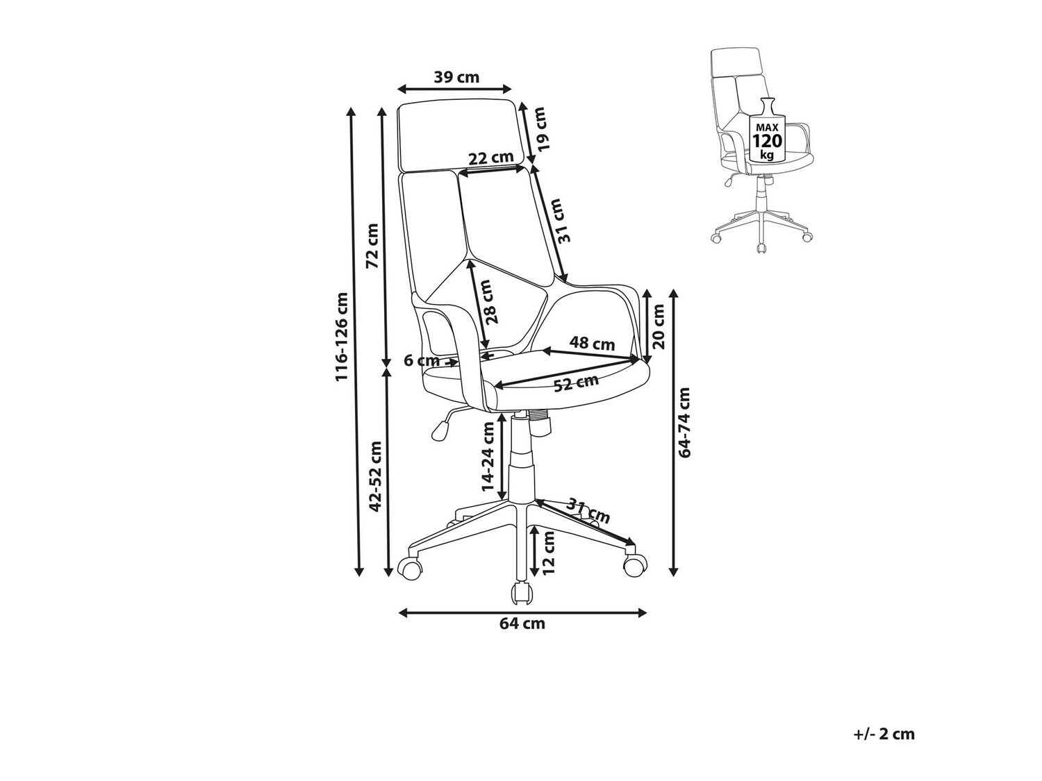 Καρέκλα γραφείου Berwyn 208 (Άσπρο + Ροζ)