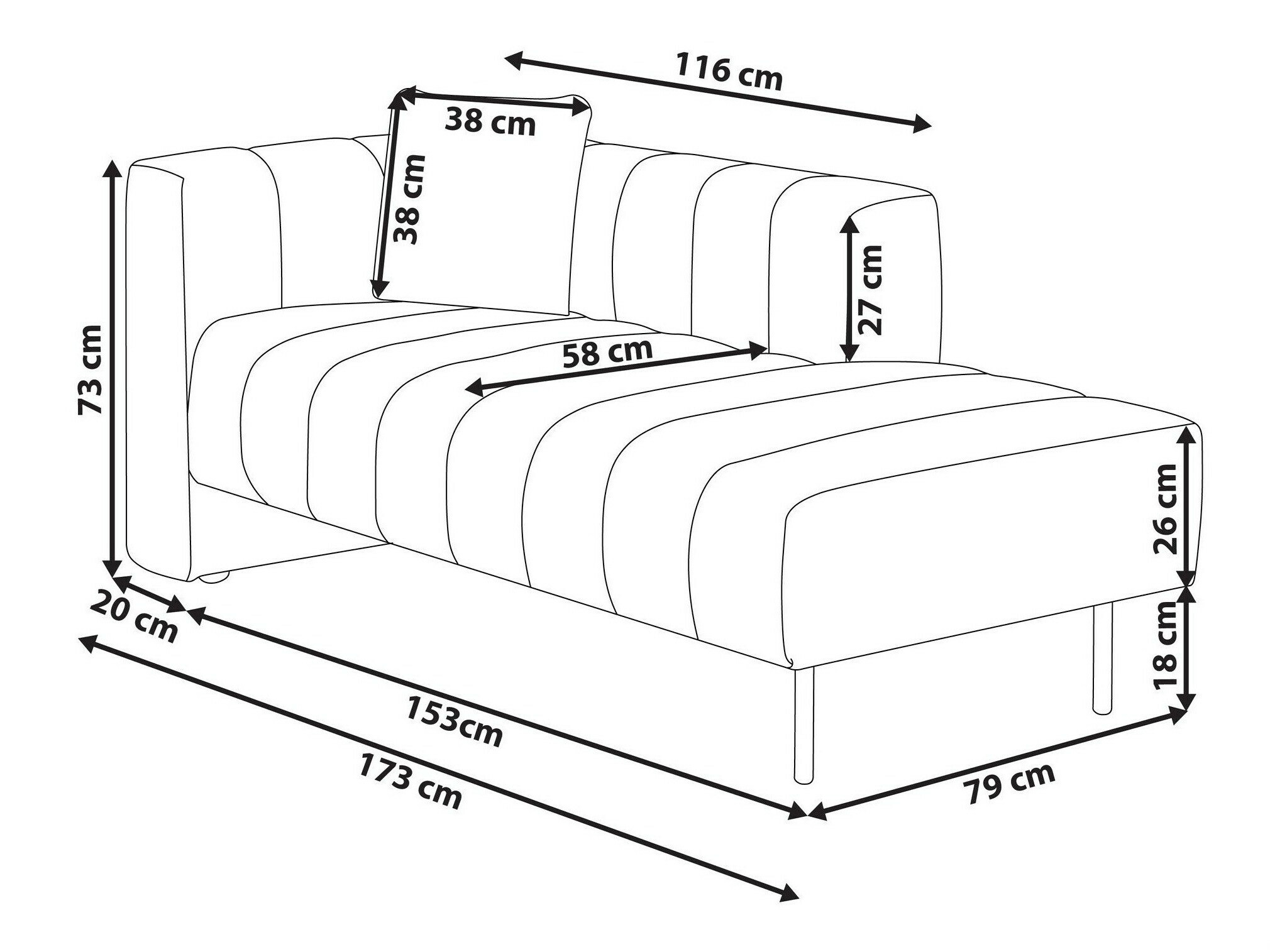 Chaise longue Berwyn 2996 (White)