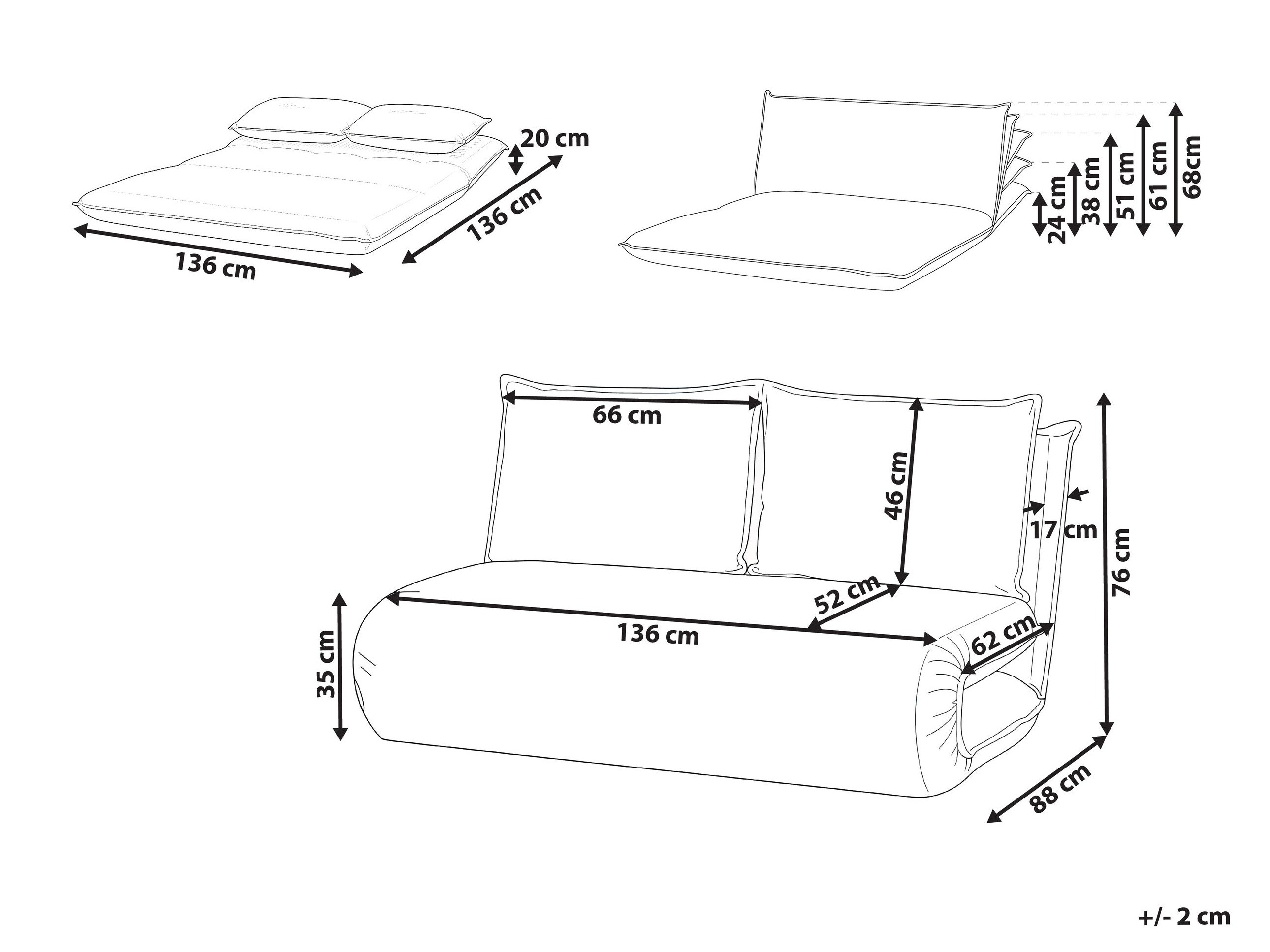 Καναπές-κρεβάτι Berwyn 2997 (Σκούρο γκρι)