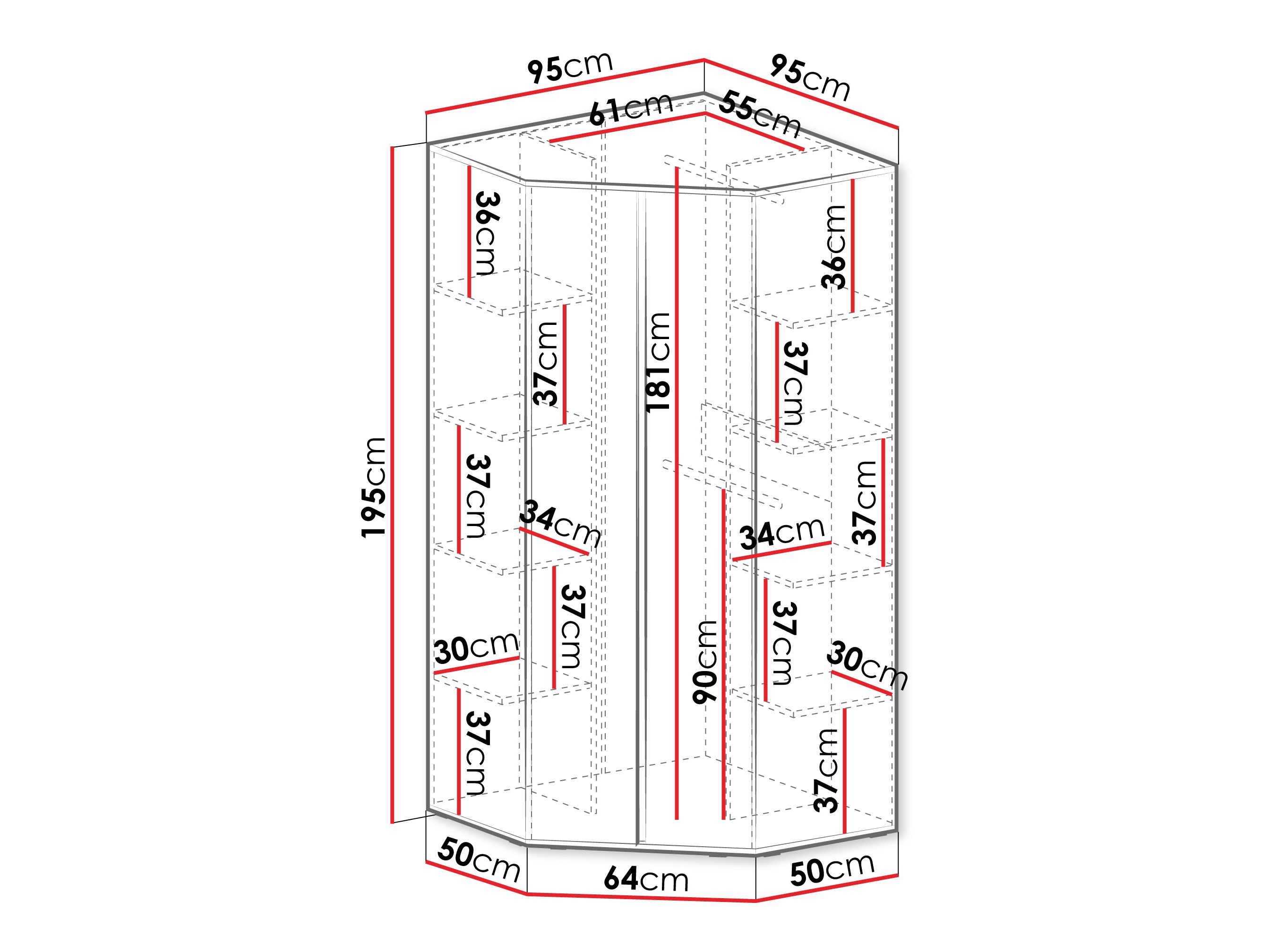 Γωνιακή ντουλάπα Fiosono 101 (Ευκάλυπτος + Δρυς)
