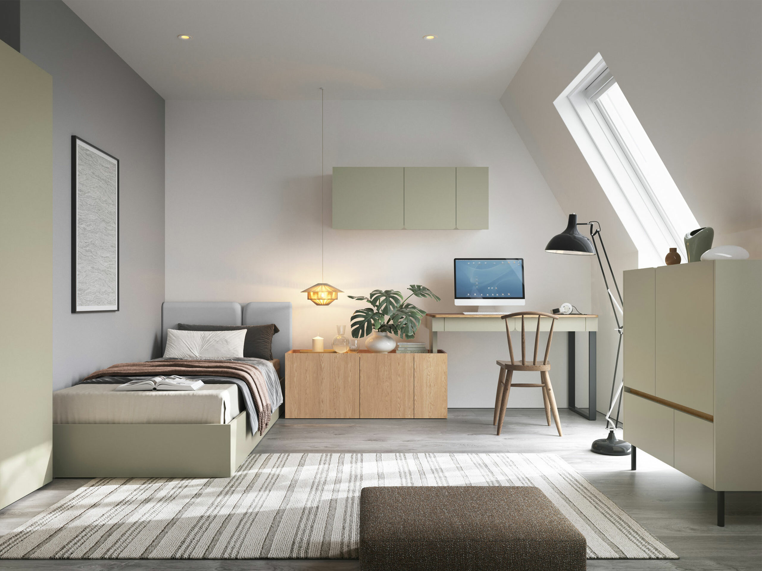 Γωνιακό γραφείο Fiosono 110 (Ευκάλυπτος + Δρυς)