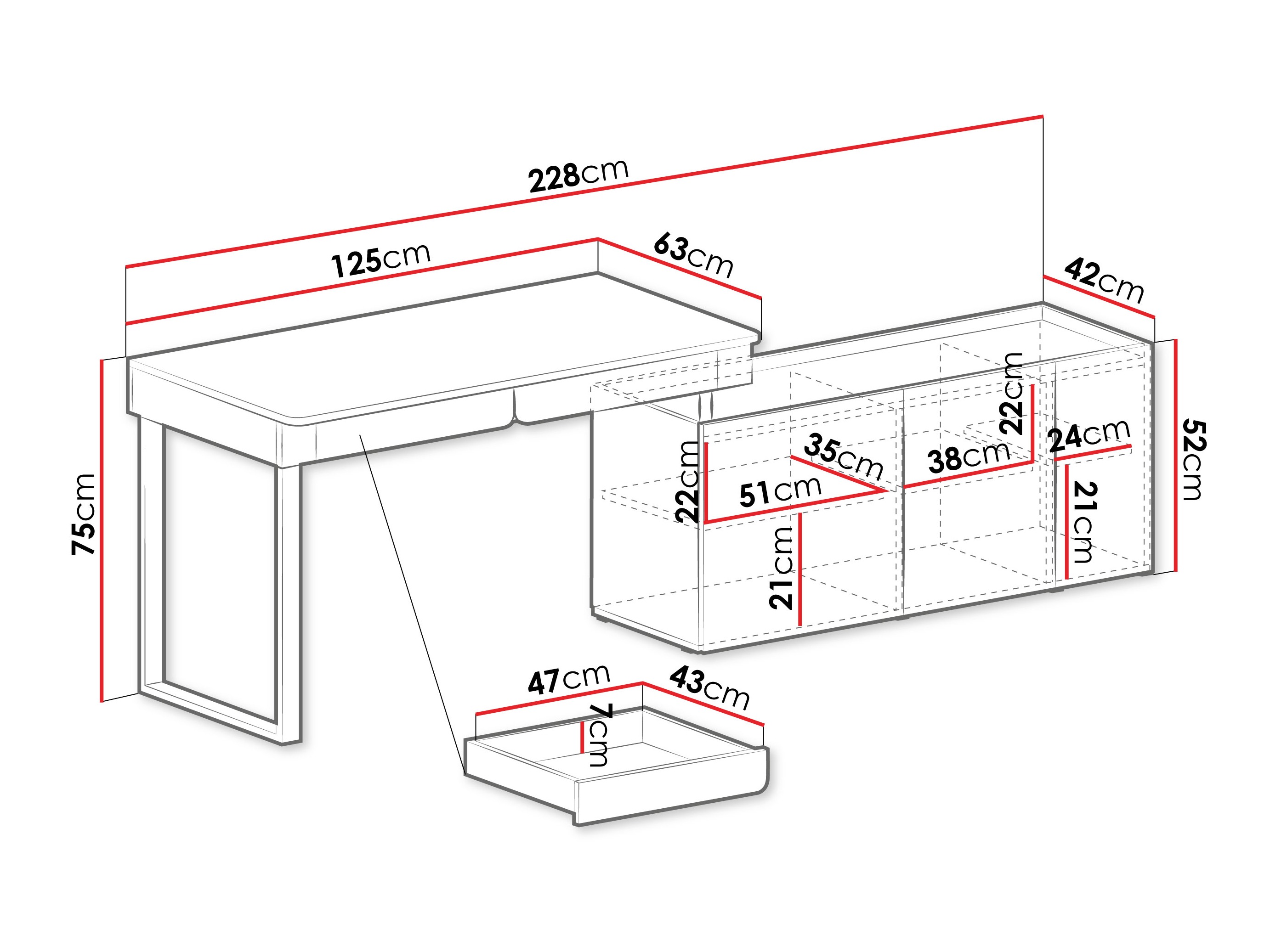 Γωνιακό γραφείο Fiosono 110 (Ευκάλυπτος + Δρυς)