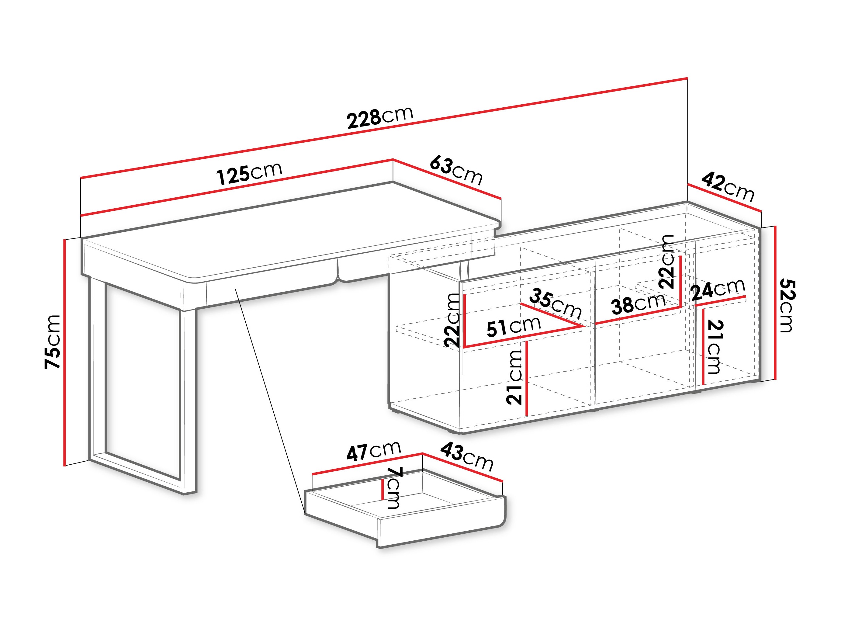 Γωνιακό γραφείο Fiosono 110 (Μπεζ + Ελαφριά δρυς)