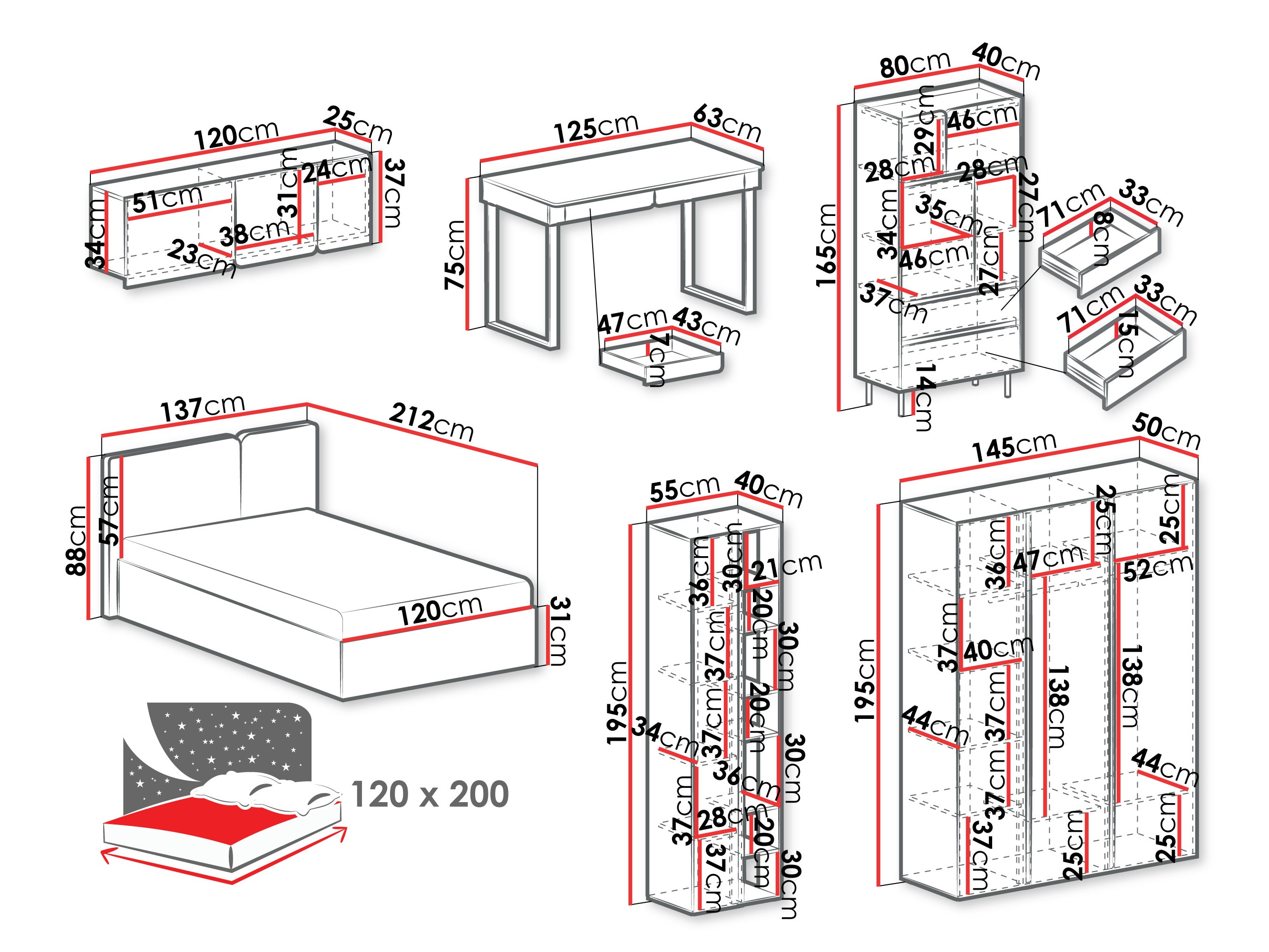 Σετ υπνοδωματίου Fiosono 113 (Ευκάλυπτος + Δρυς)